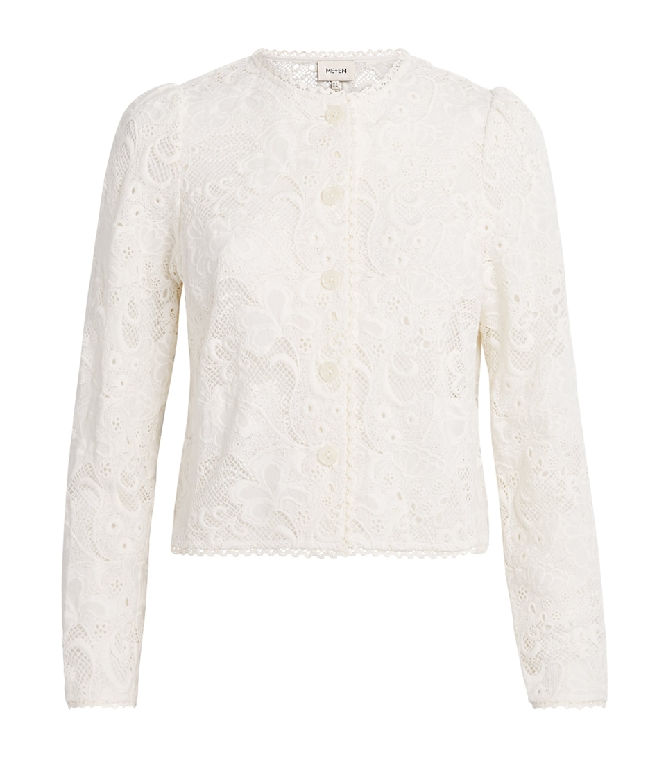 ME+EM Womens Lace Cropped Jacket Light Cream