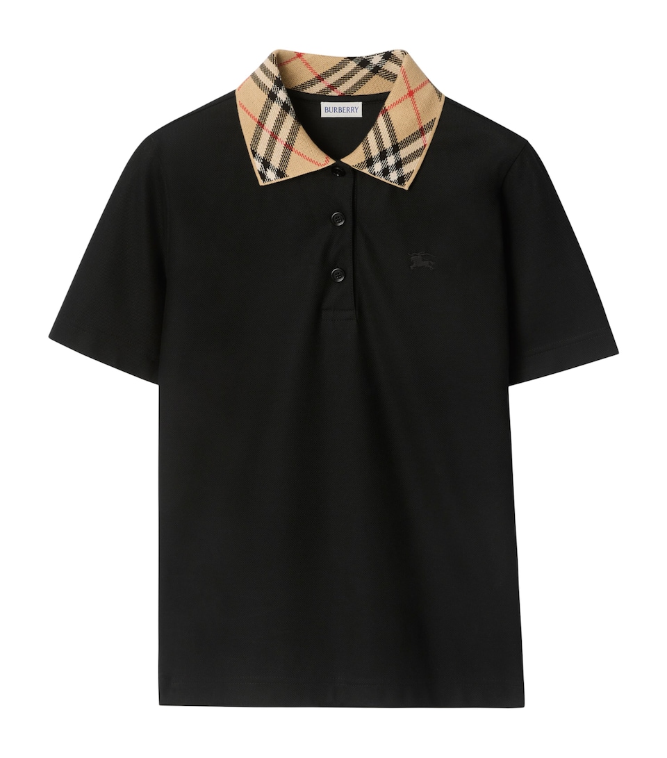 Cotton Check-Collar Polo Shirt