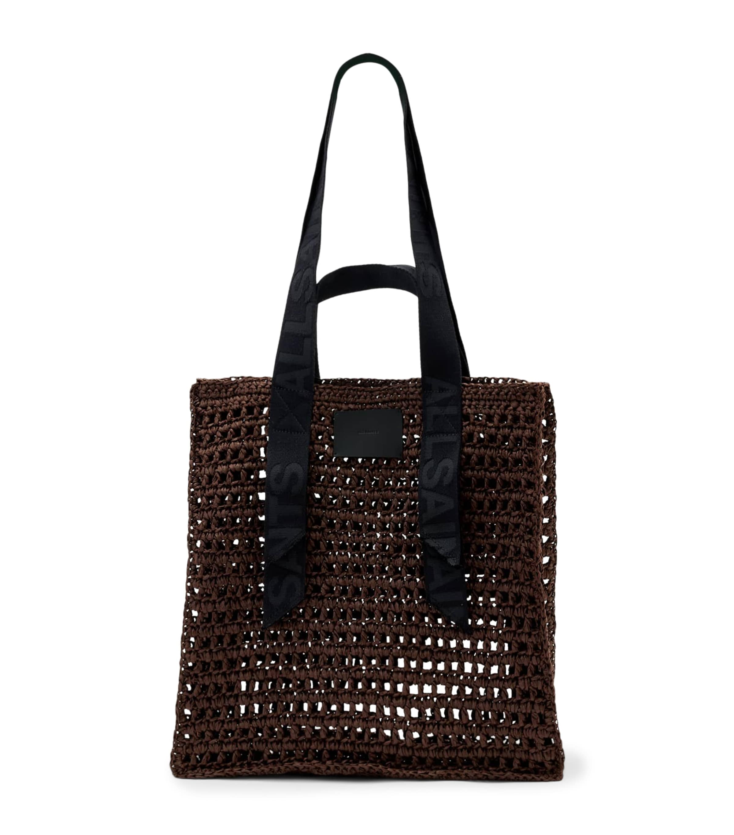 AllSaints Paper Mesh Lullah Tote Bag Cognac Brown