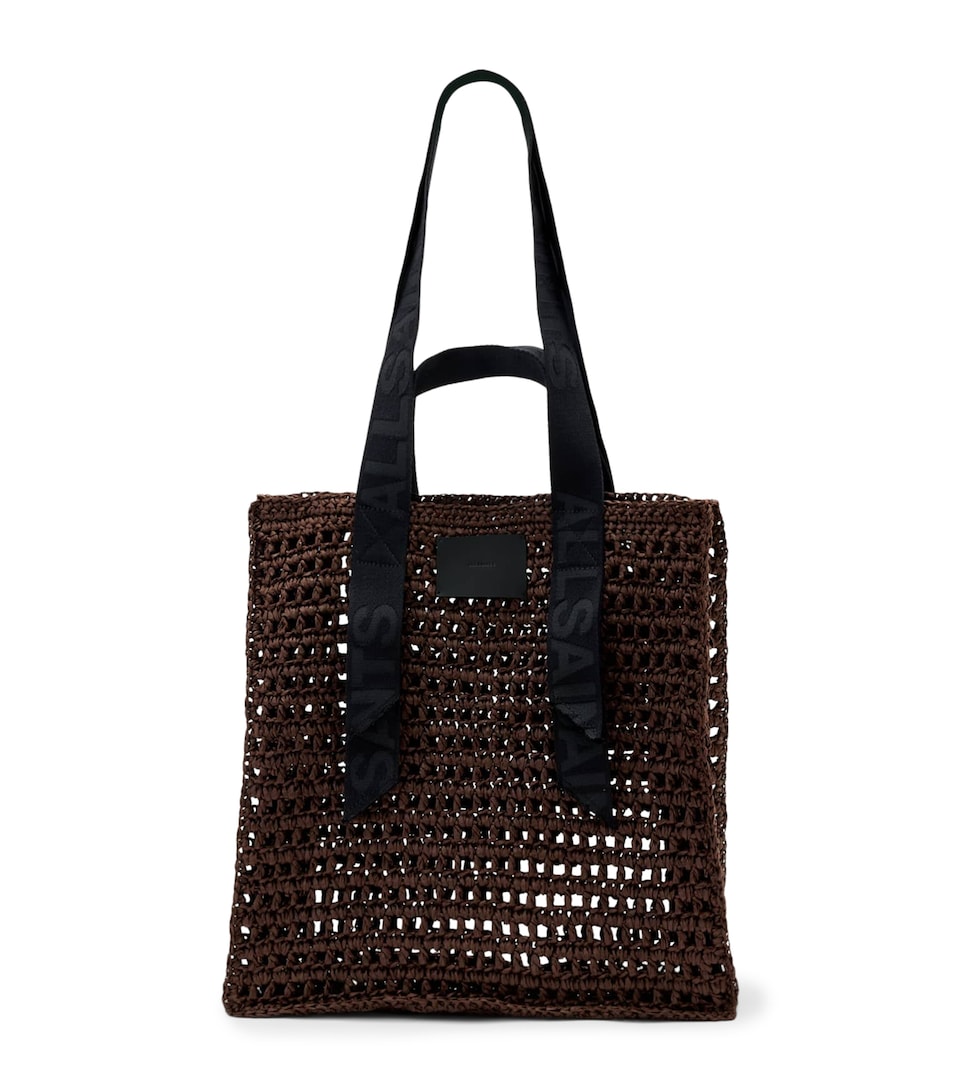 AllSaints Paper Mesh Lullah Tote Bag Cognac Brown