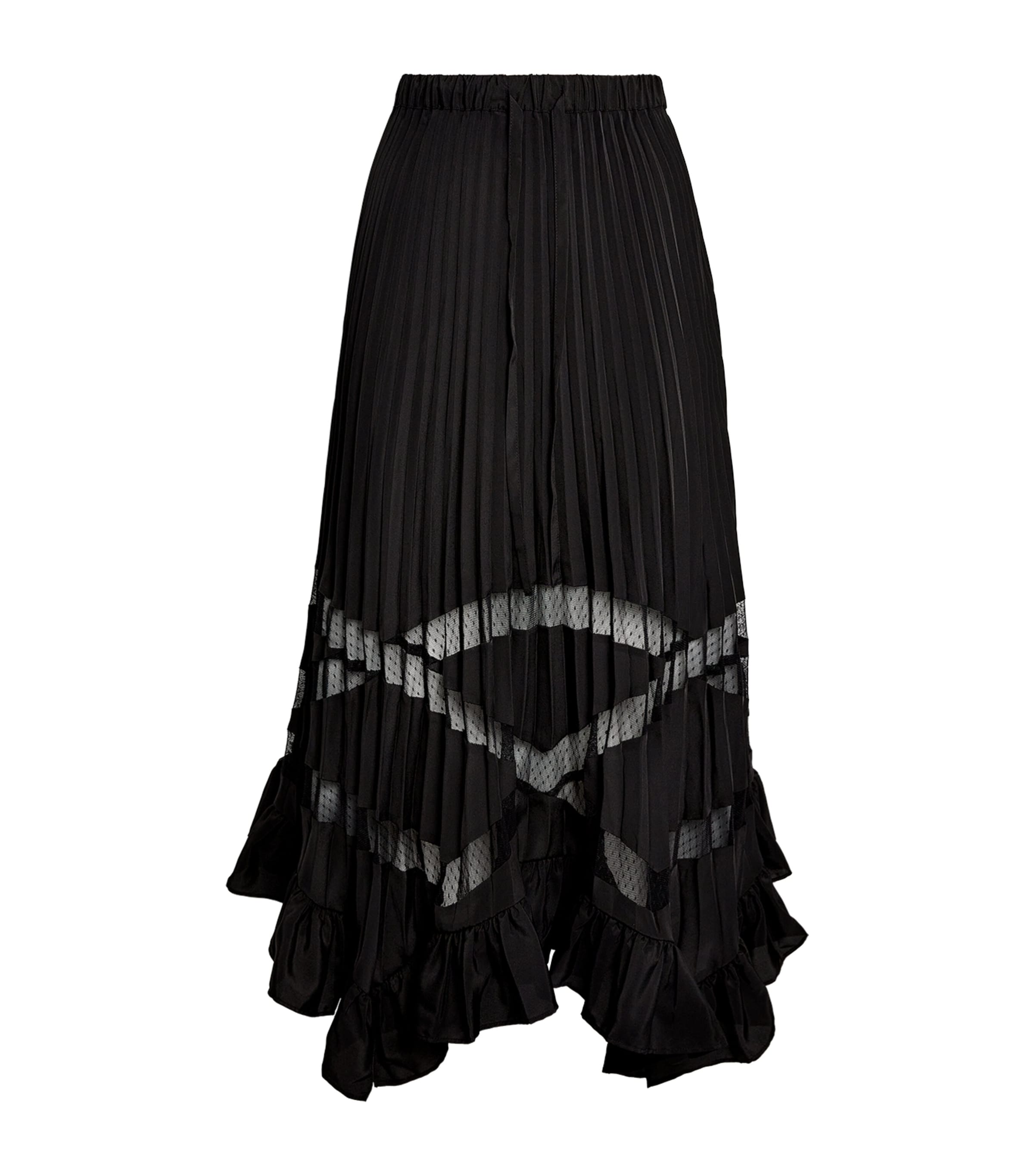 Pleated Asymmetric Midi Skirt