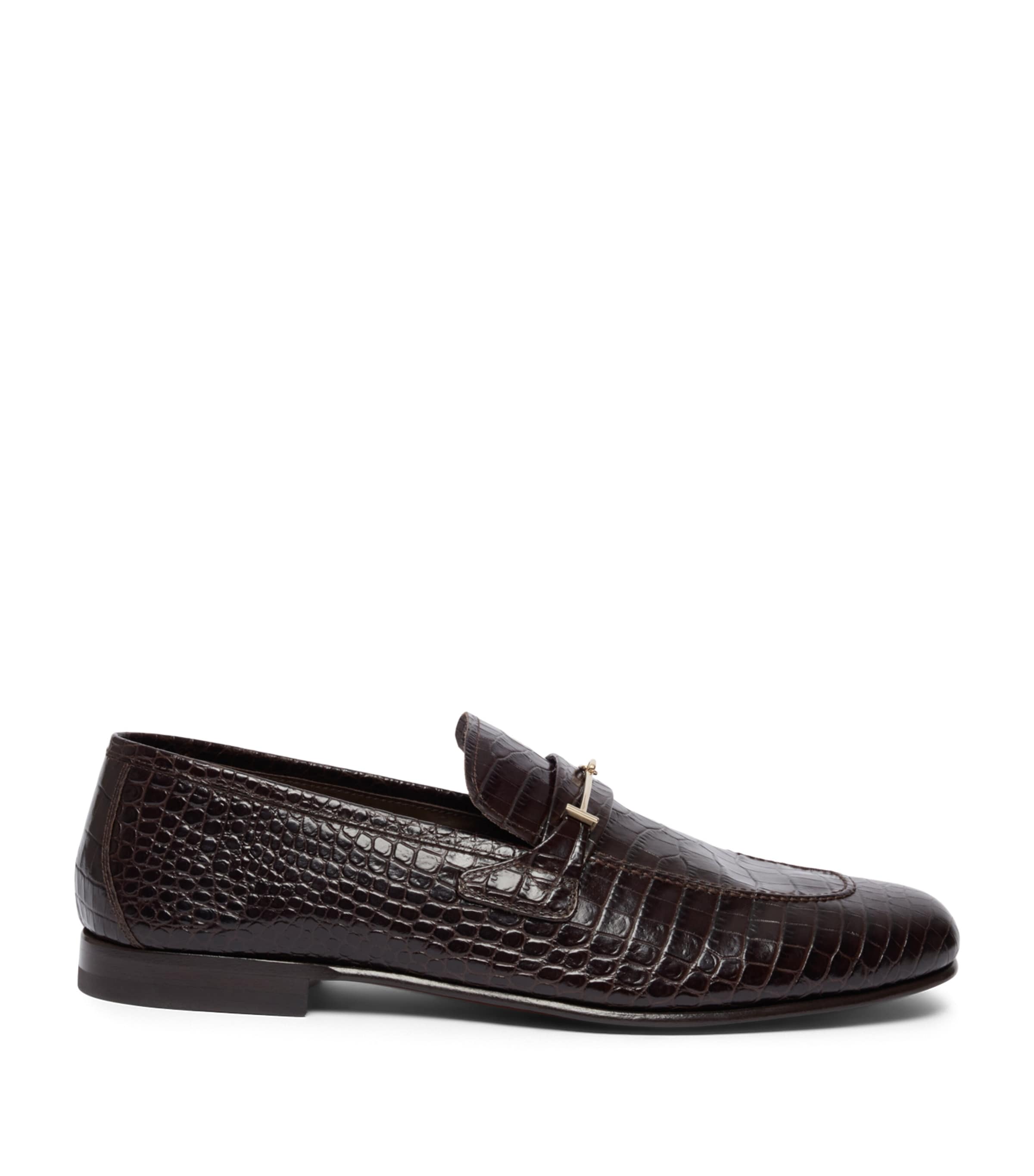 TOM FORD Croc-Embossed Leather Penny Loafers Edb