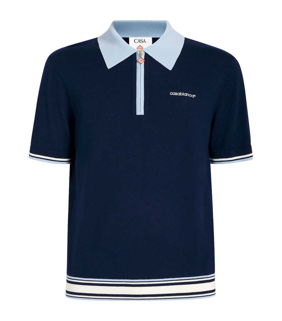 Merino Wool Zip-Up Polo Shirt