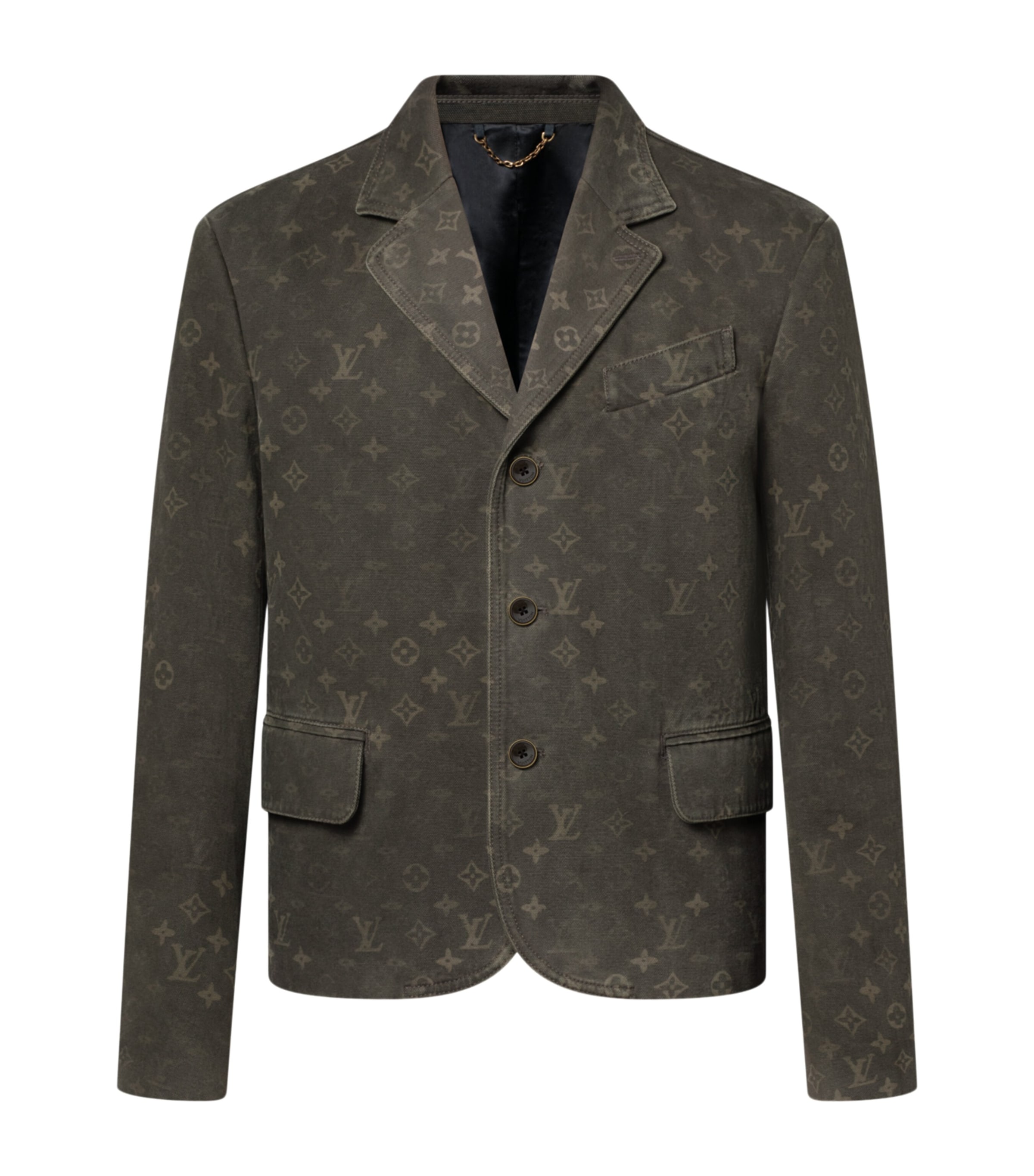 Waxed Denim Monogram Blazer