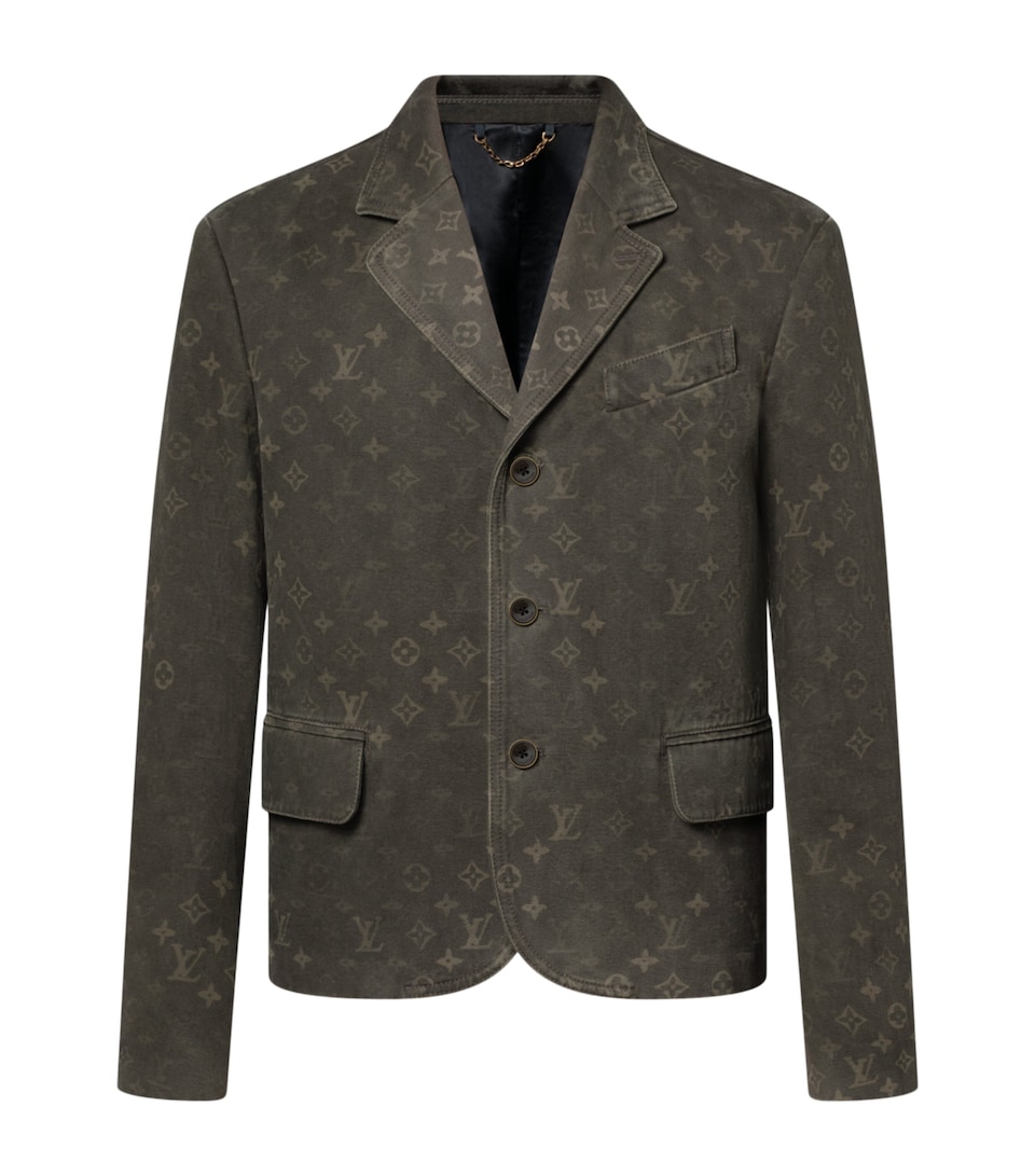 Waxed Denim Monogram Blazer