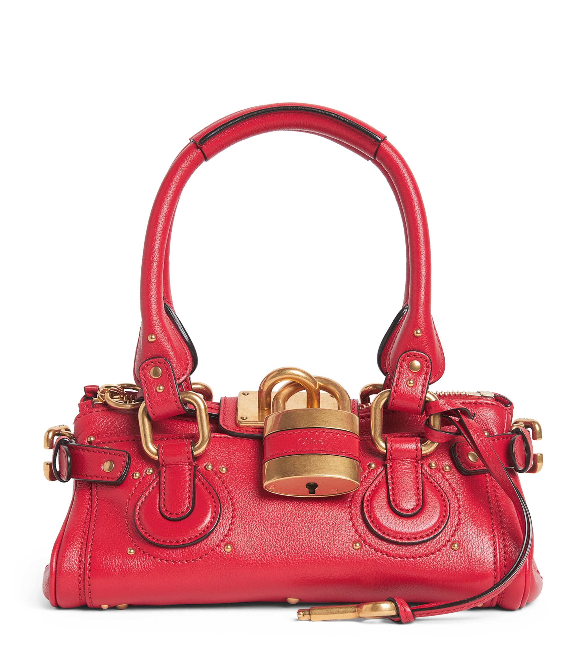 Chloé Small Leather Paddington Top-Handle Bag Tulip Red
