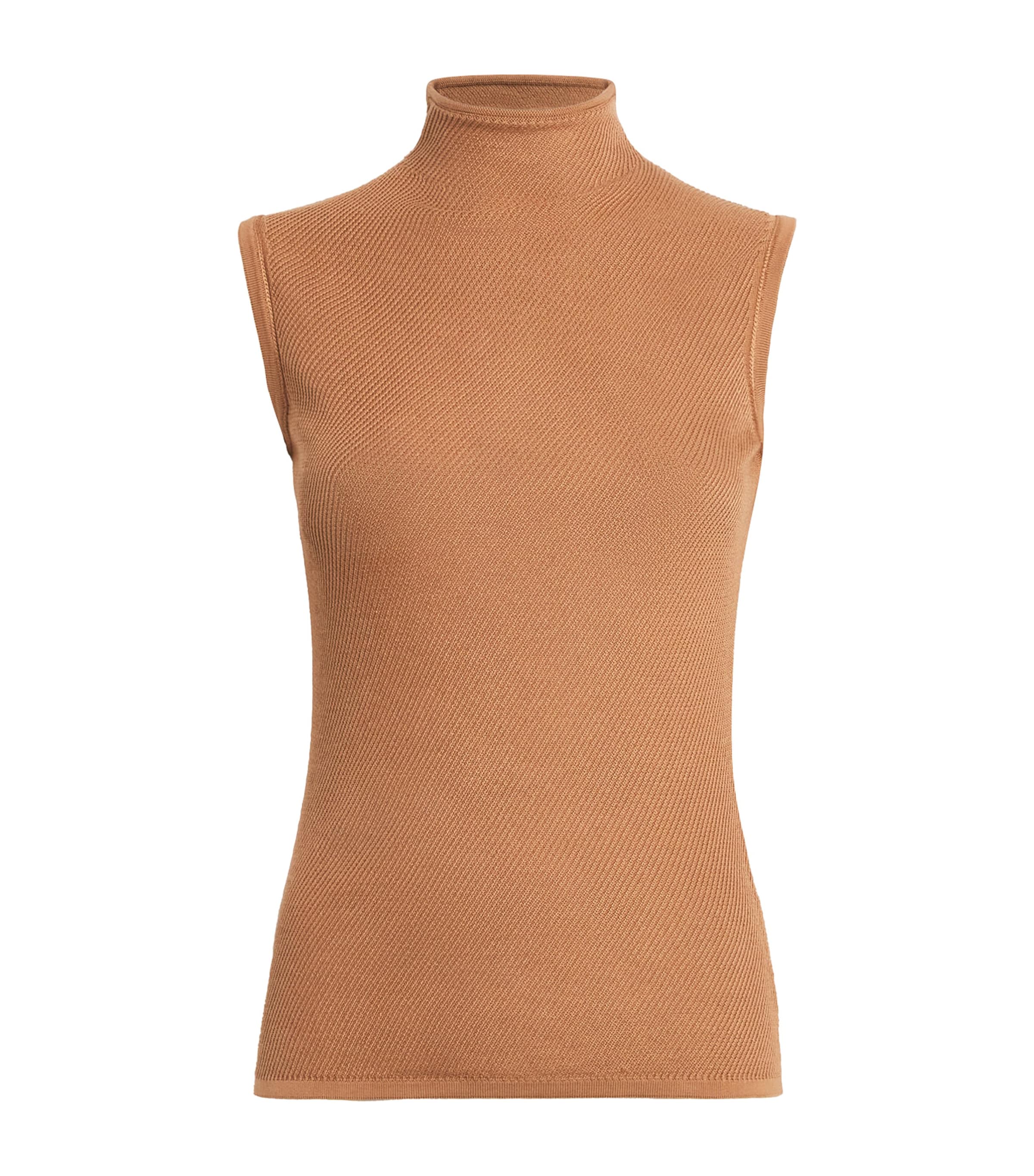 Colombo Womens Silk High-Neck Top Brown