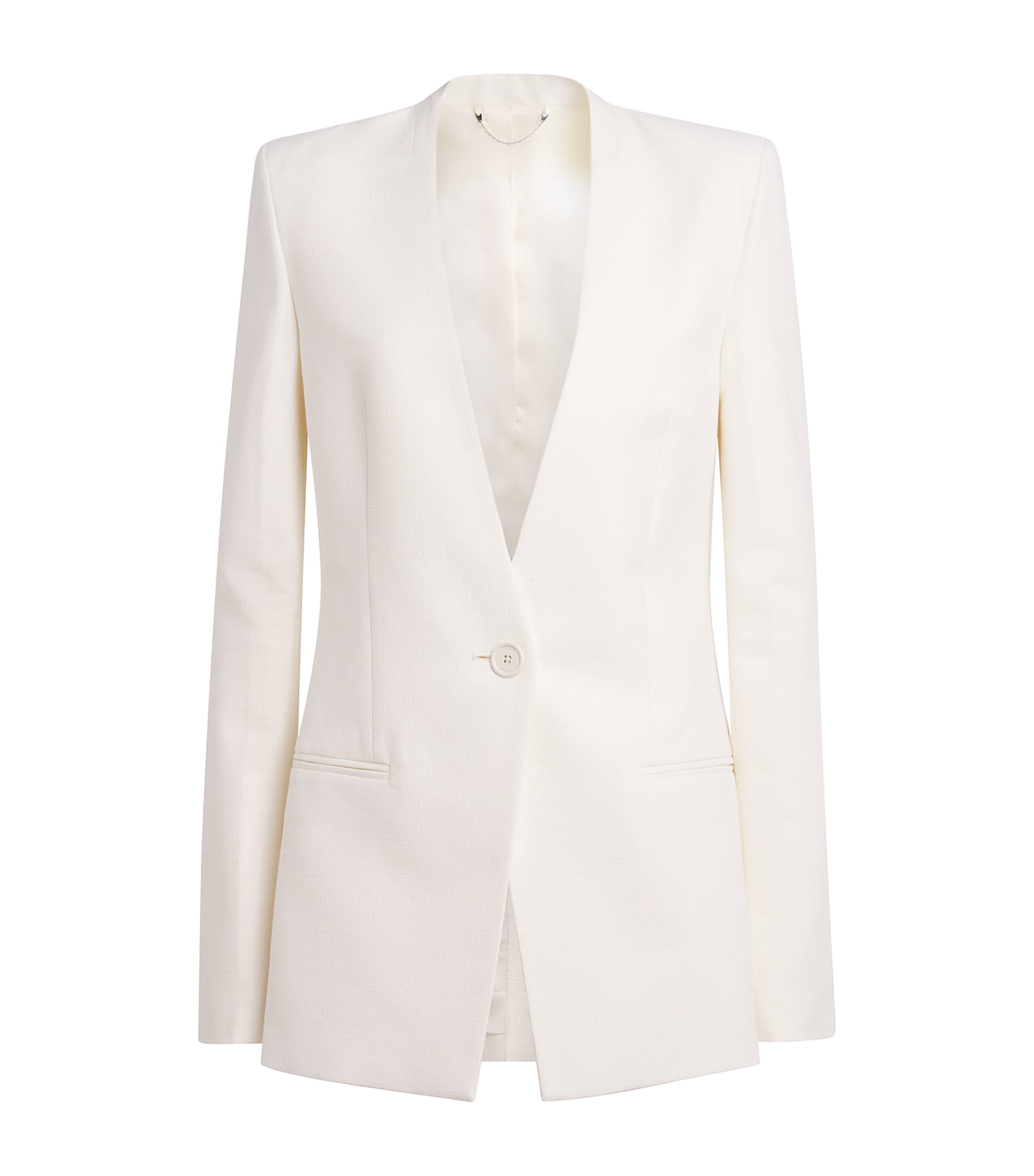 Basketweave Collarless Blazer