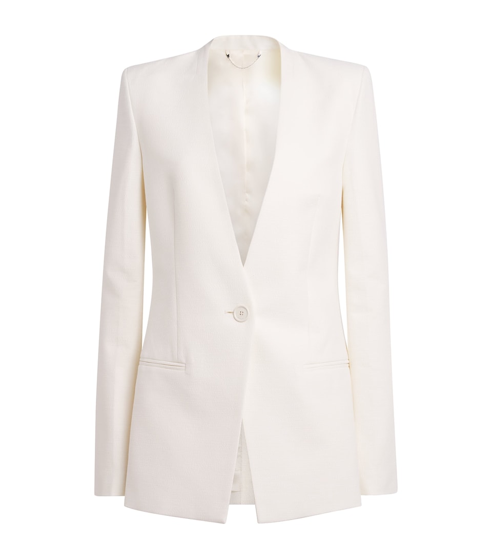 Basketweave Collarless Blazer