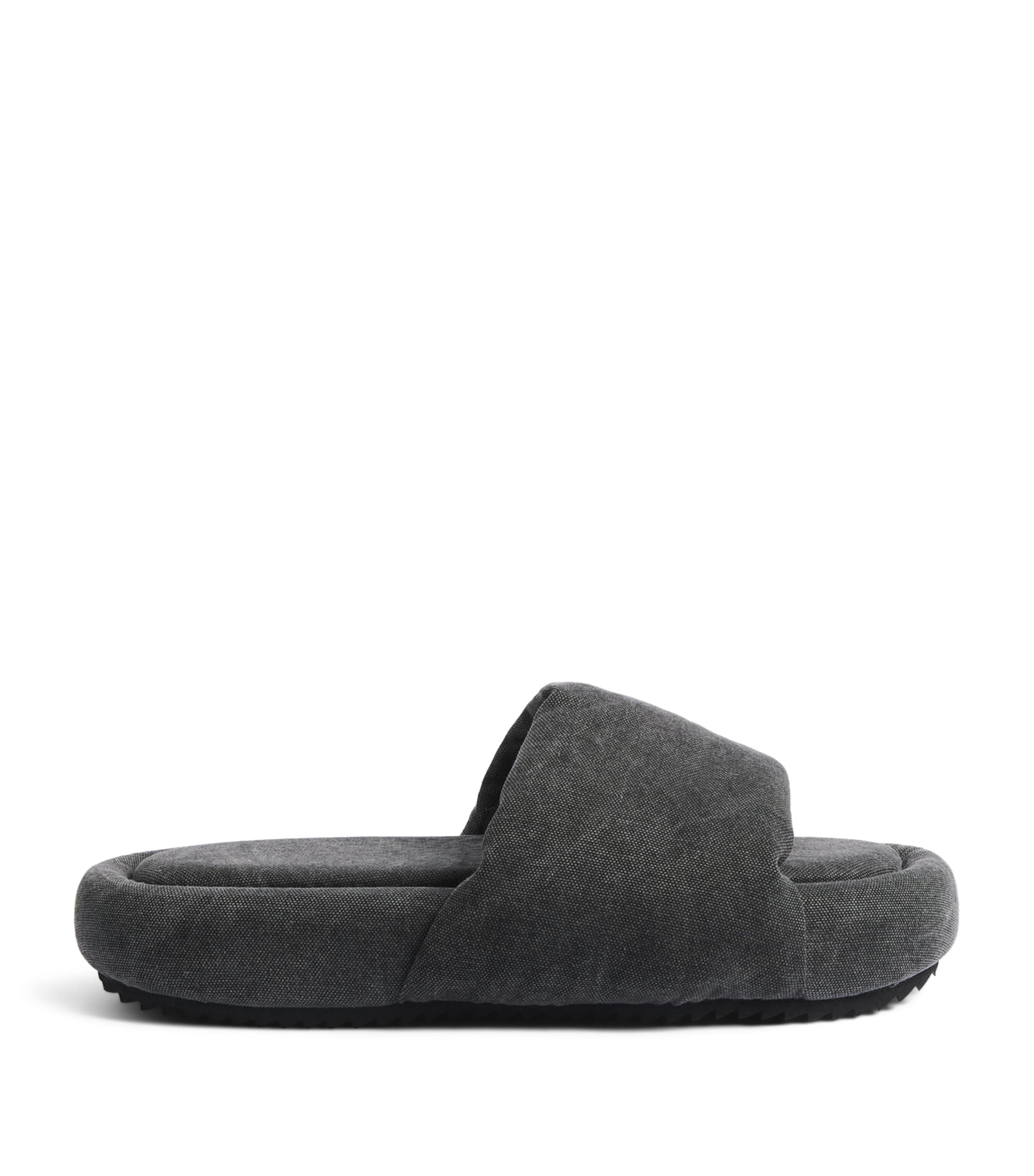 Rick Owens Canvas Chancla Slides Gravel