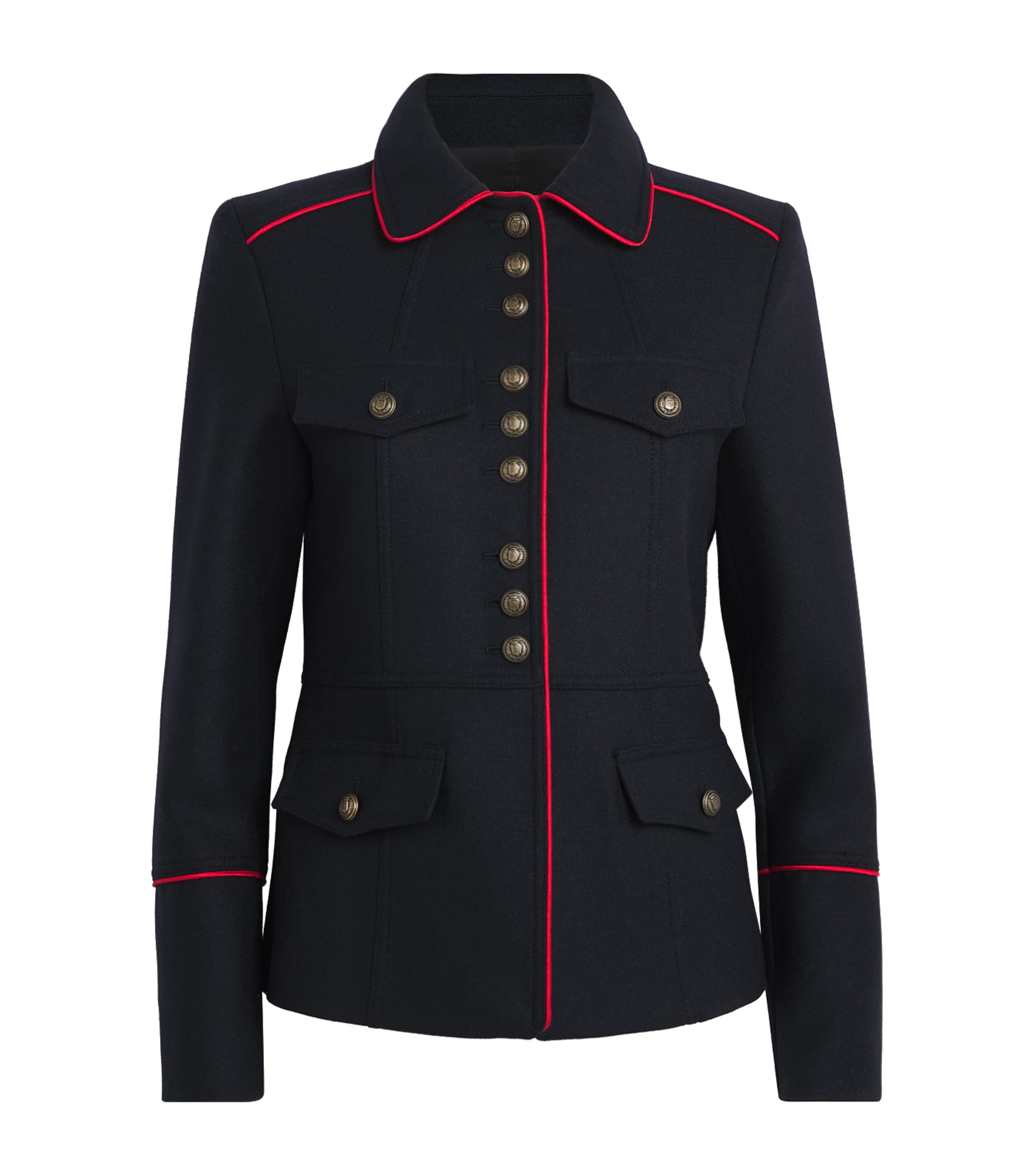 ME+EM Womens Wool-Blend Slim Military Jacket Navy