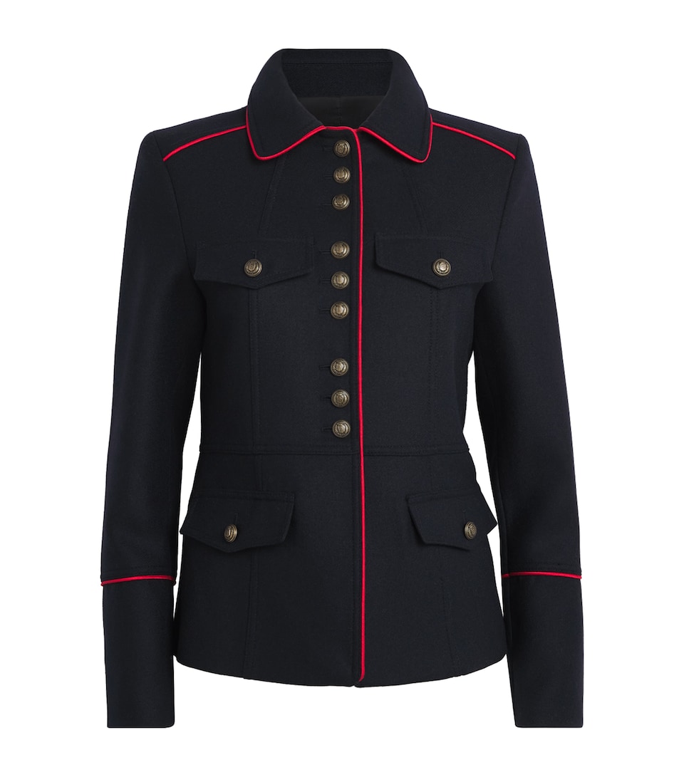ME+EM Womens Wool-Blend Slim Military Jacket Navy