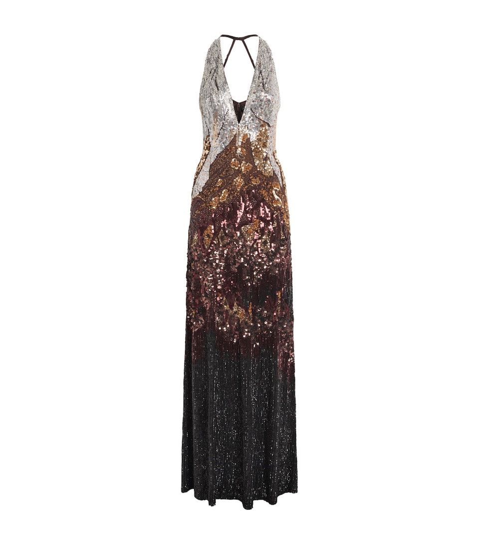 Jenny Packham Womens Embellished Wild Rose Gown Cacao