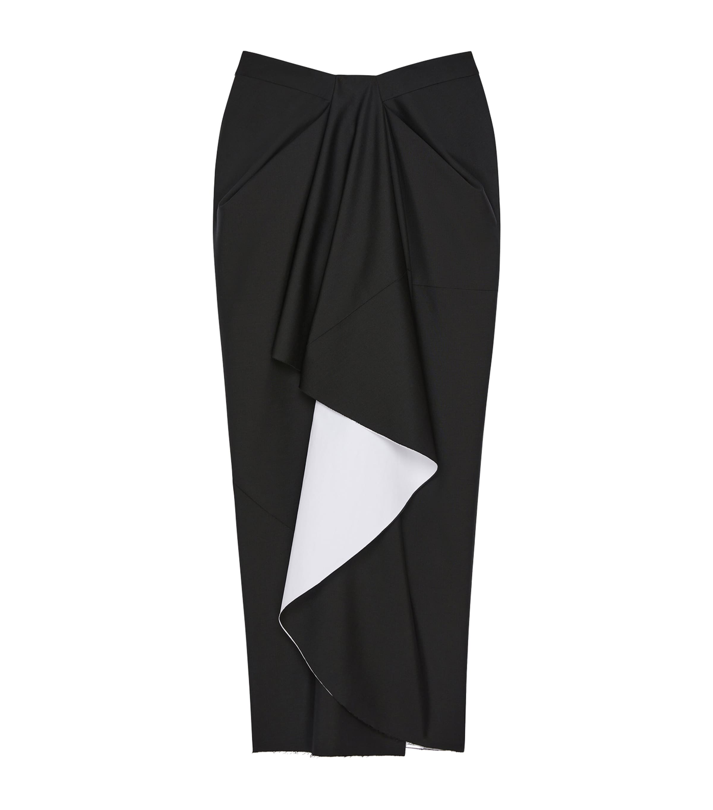 Givenchy Womens Wool-Mohair Wrap Midi Skirt Black