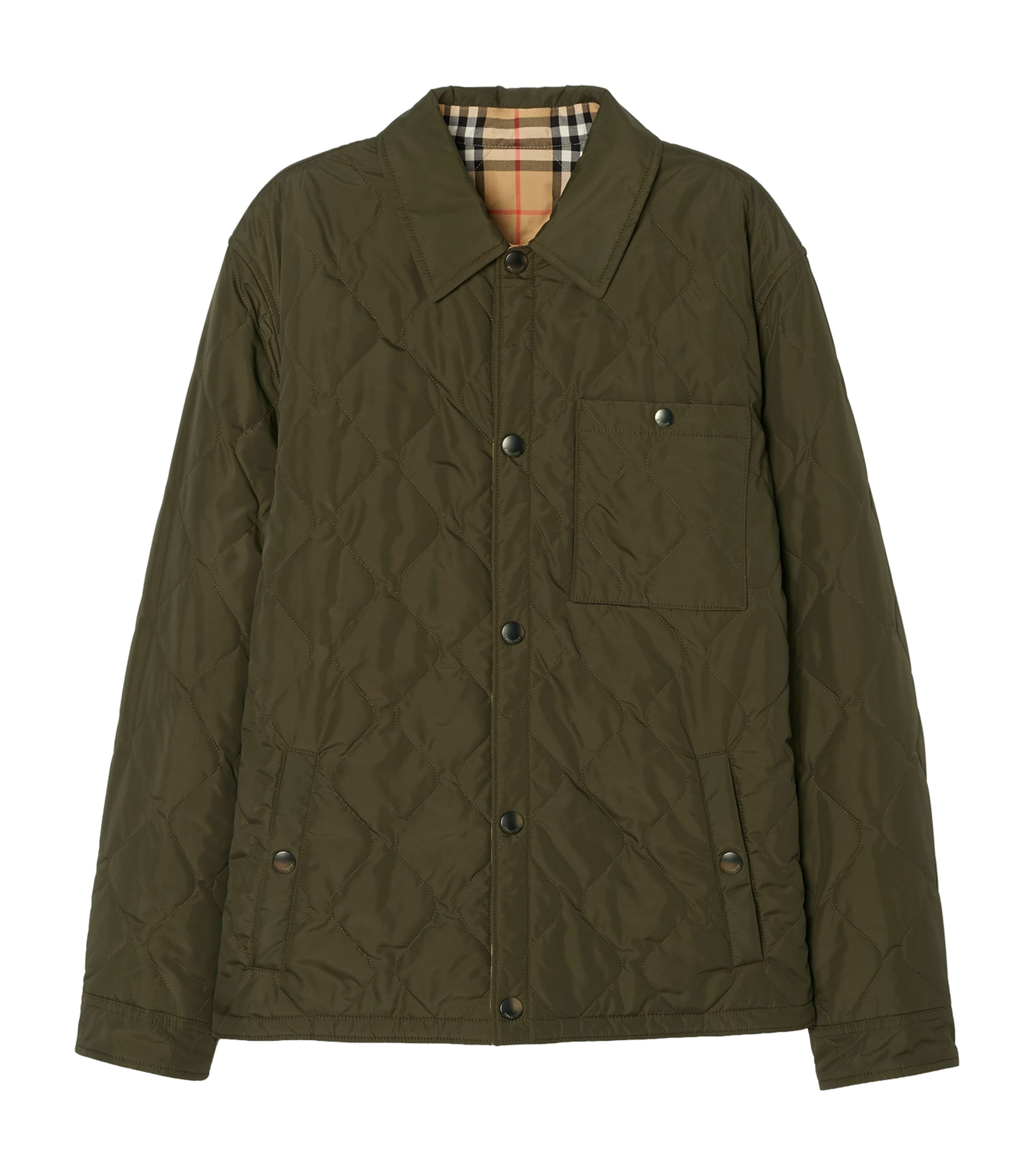 Burberry Mens Reversible Quilted Overshirt Jacket Shale