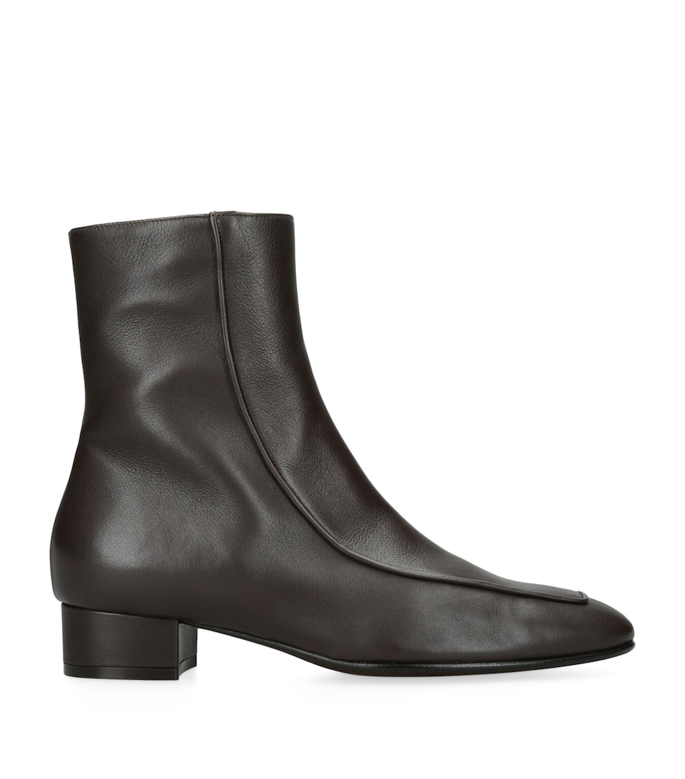 Herbert Levine Leather Shadow Ban Ankle Boots 30 Dark Brown