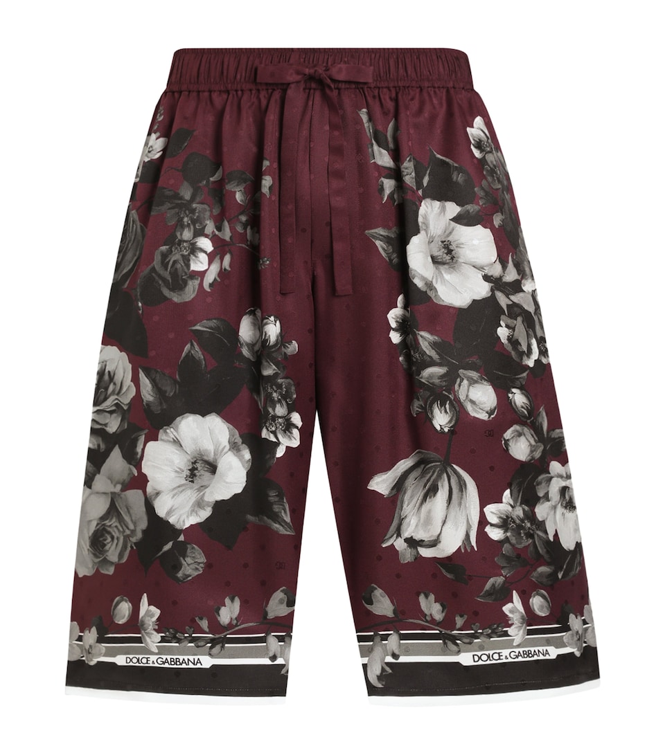 Dolce&Gabbana Mens Silk Floral Wide-Leg Shorts Rama