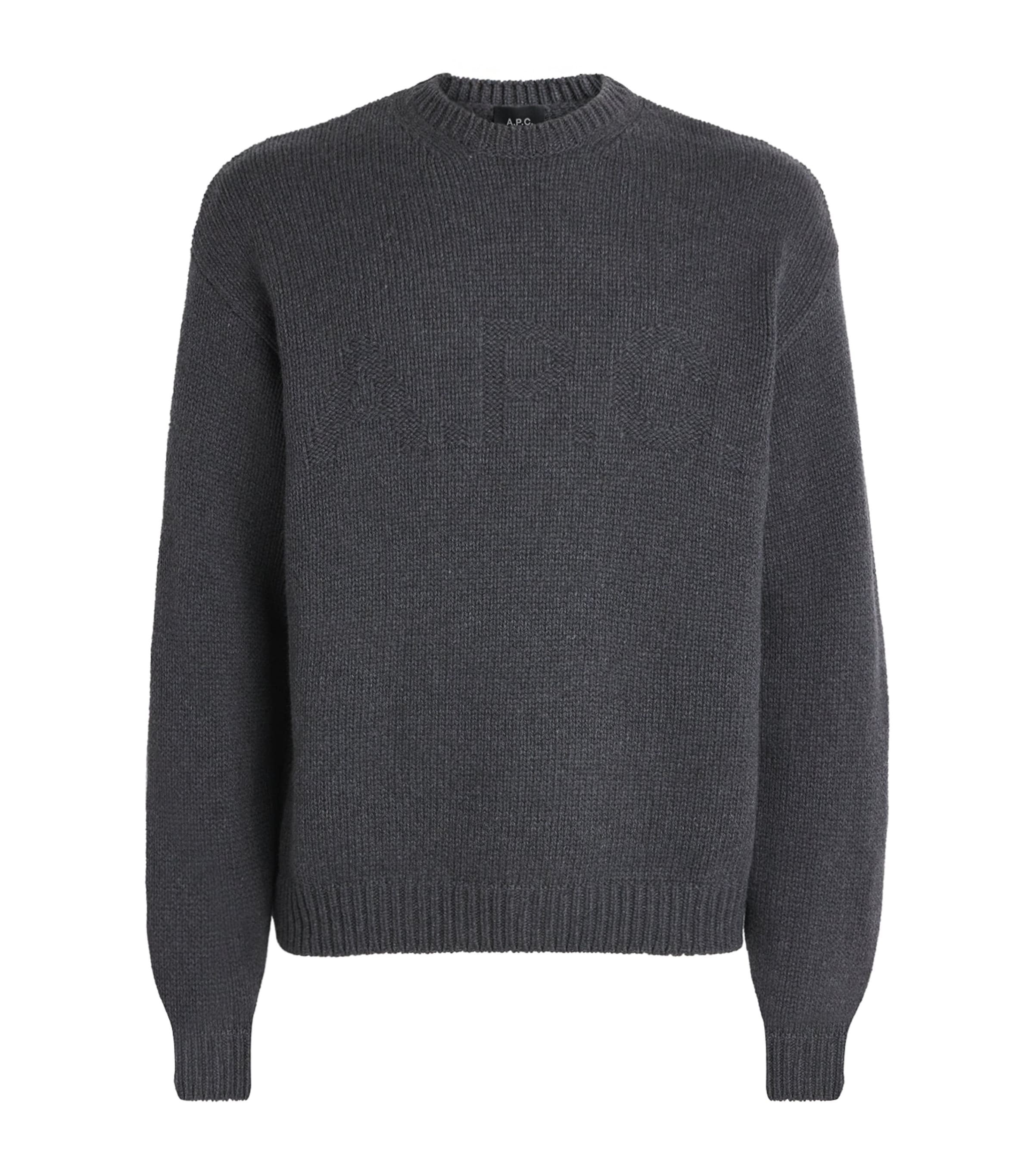 A.P.C. Mens Wool Logo George Sweater Plc Hathrd Anthract