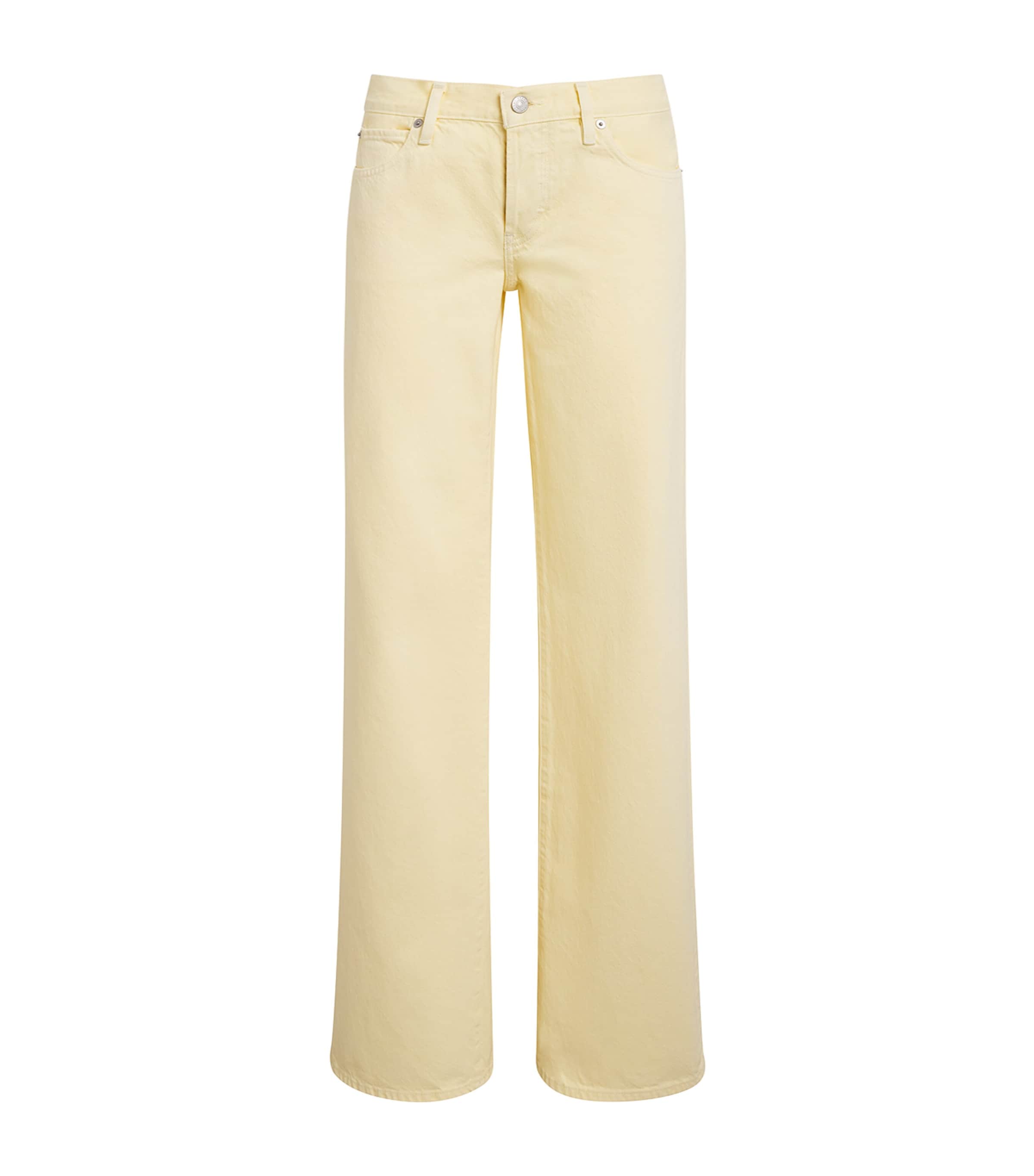 FRAME Womens The Pixie Gray Wide-Leg Jeans Limoncello