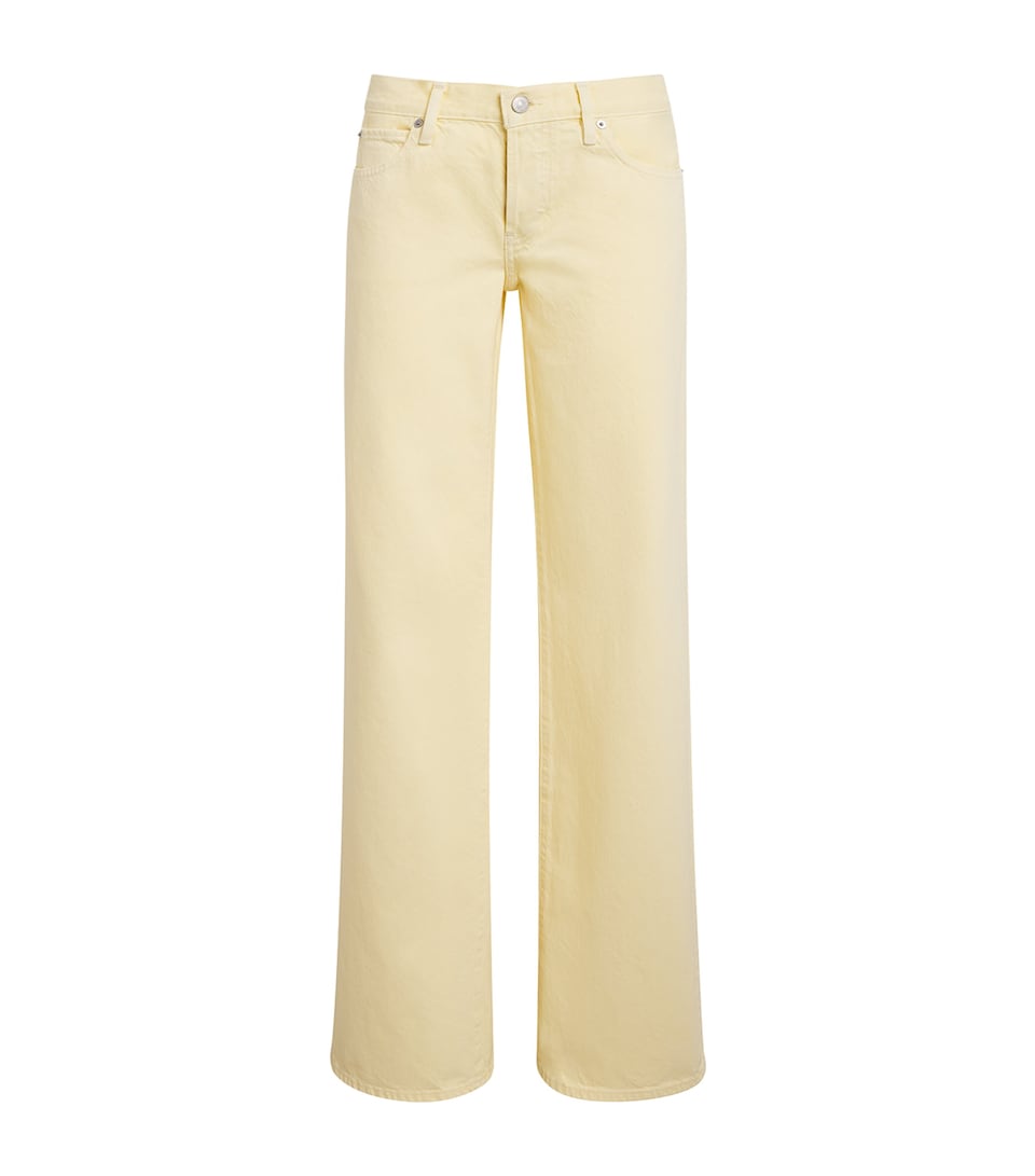 FRAME Womens The Pixie Gray Wide-Leg Jeans Limoncello