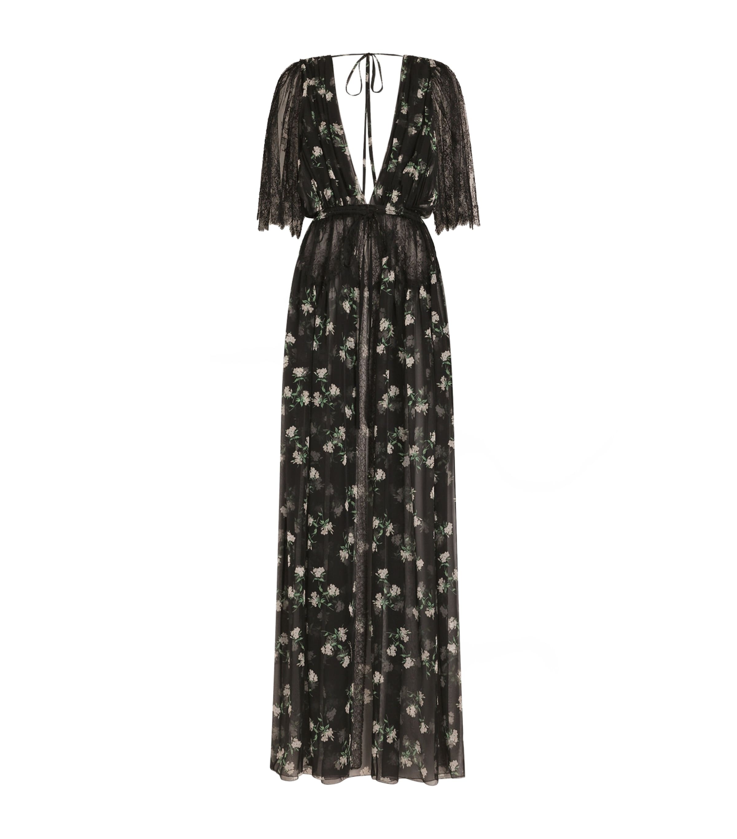 Dolce&Gabbana Womens Silk-Blend Floral Maxi Dress Viol