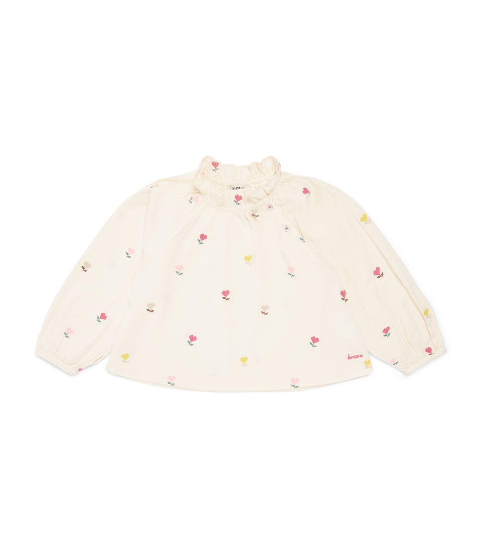 Bonton Cotton Heart Flower Blouse (2-14 Years) Coeur Flower