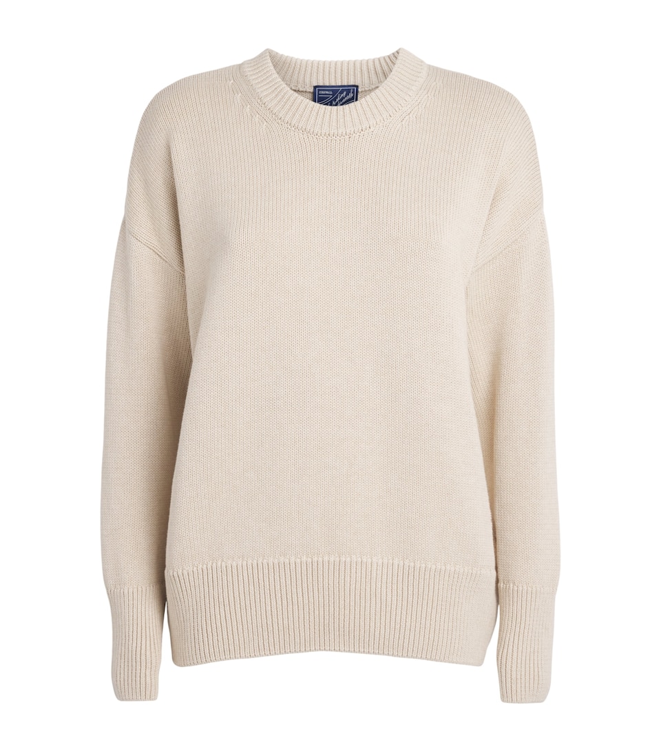 With Nothing Underneath Womens Cotton Cornwall Sweater Oatmeal