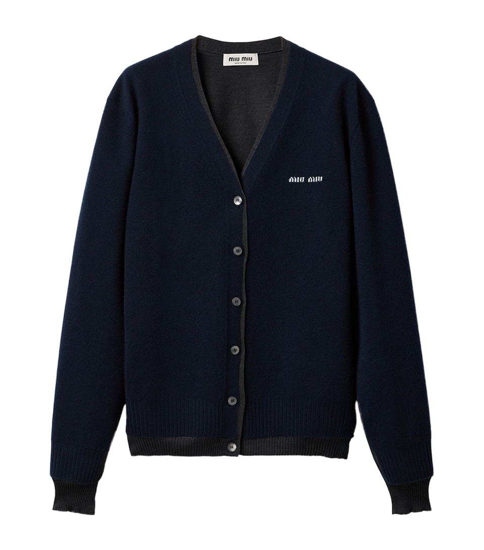Cashmere-Silk Logo Cardigan