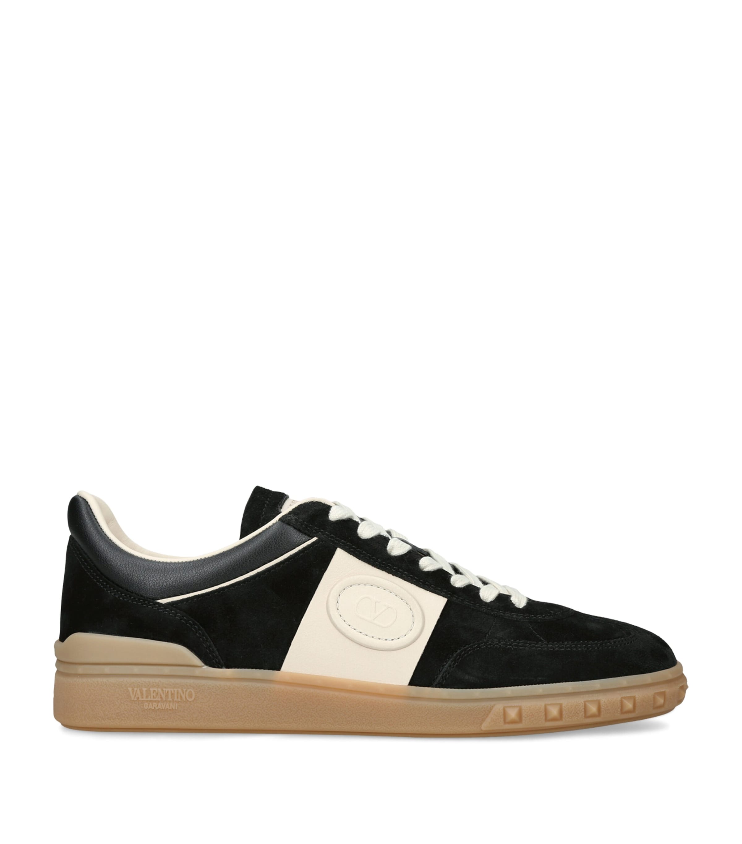 Valentino Garavani Suede Upvillage Low-Top Sneakers Blk/beige