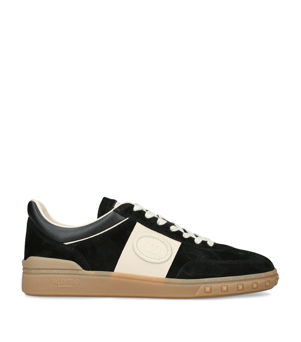 Valentino Garavani Suede Upvillage Low-Top Sneakers Blk/beige