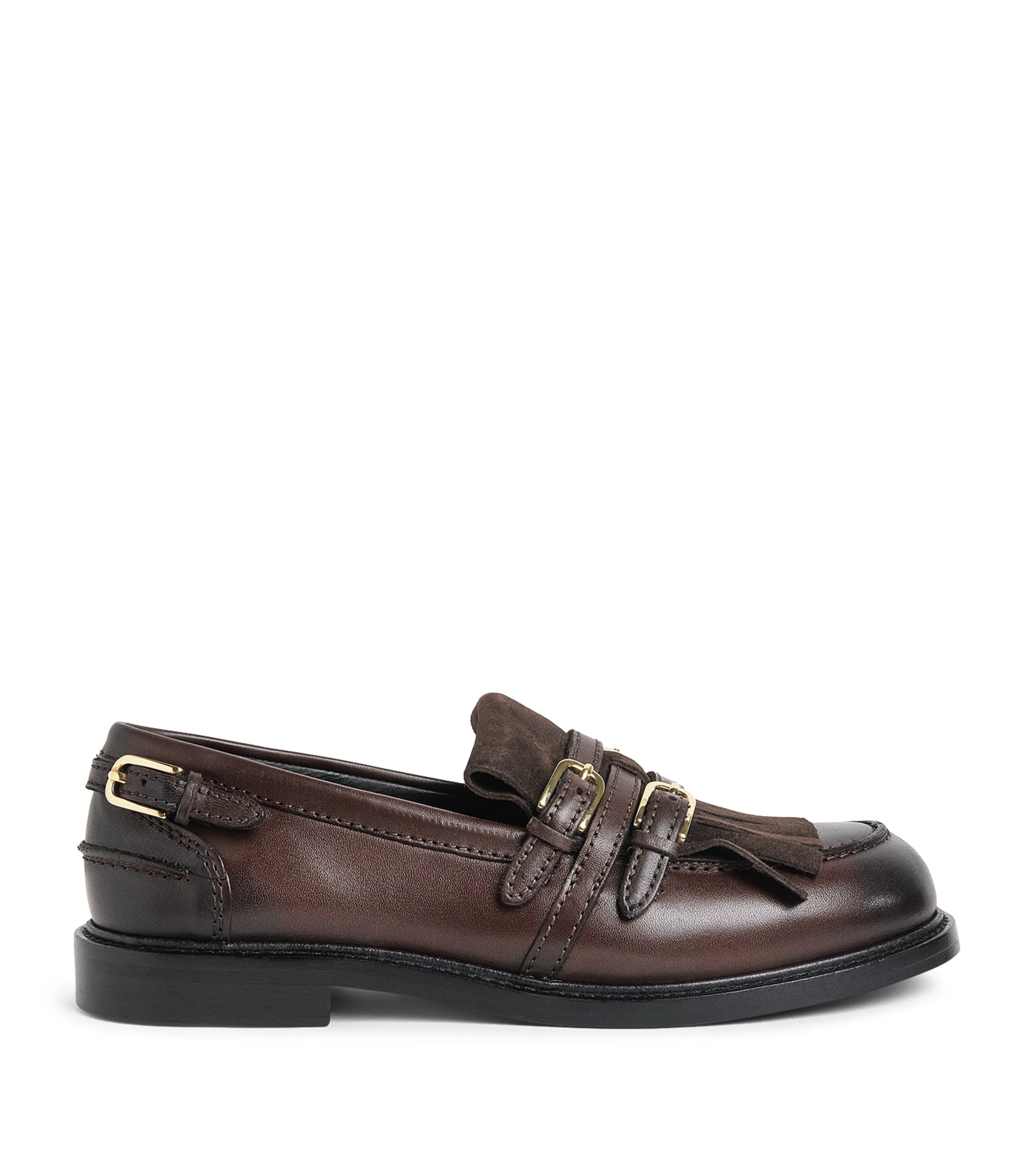 Sandro Paris Leather Buckled Loafers Brown