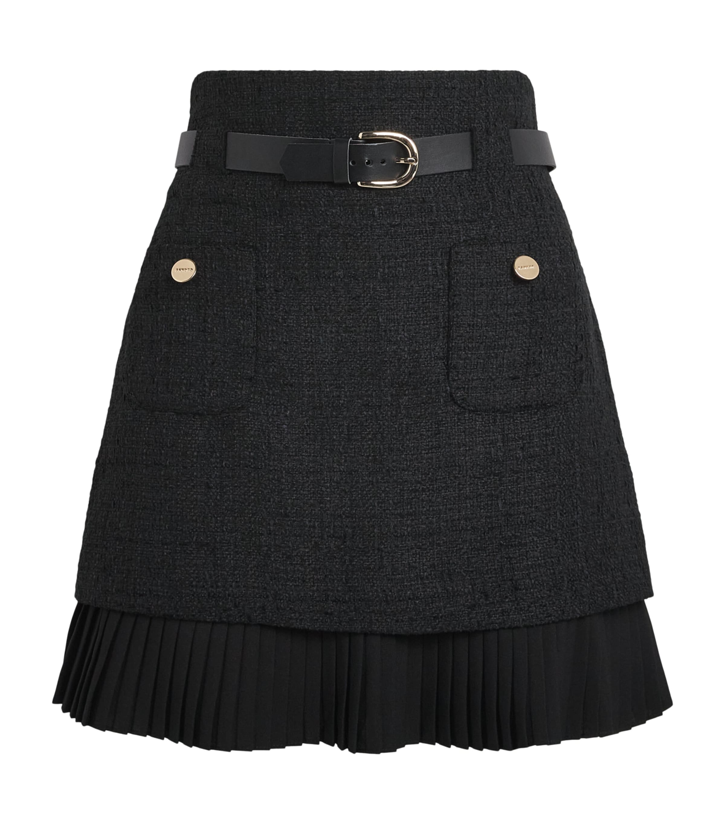 Sandro Paris Womens Tweed Tiered Mini Skirt Black
