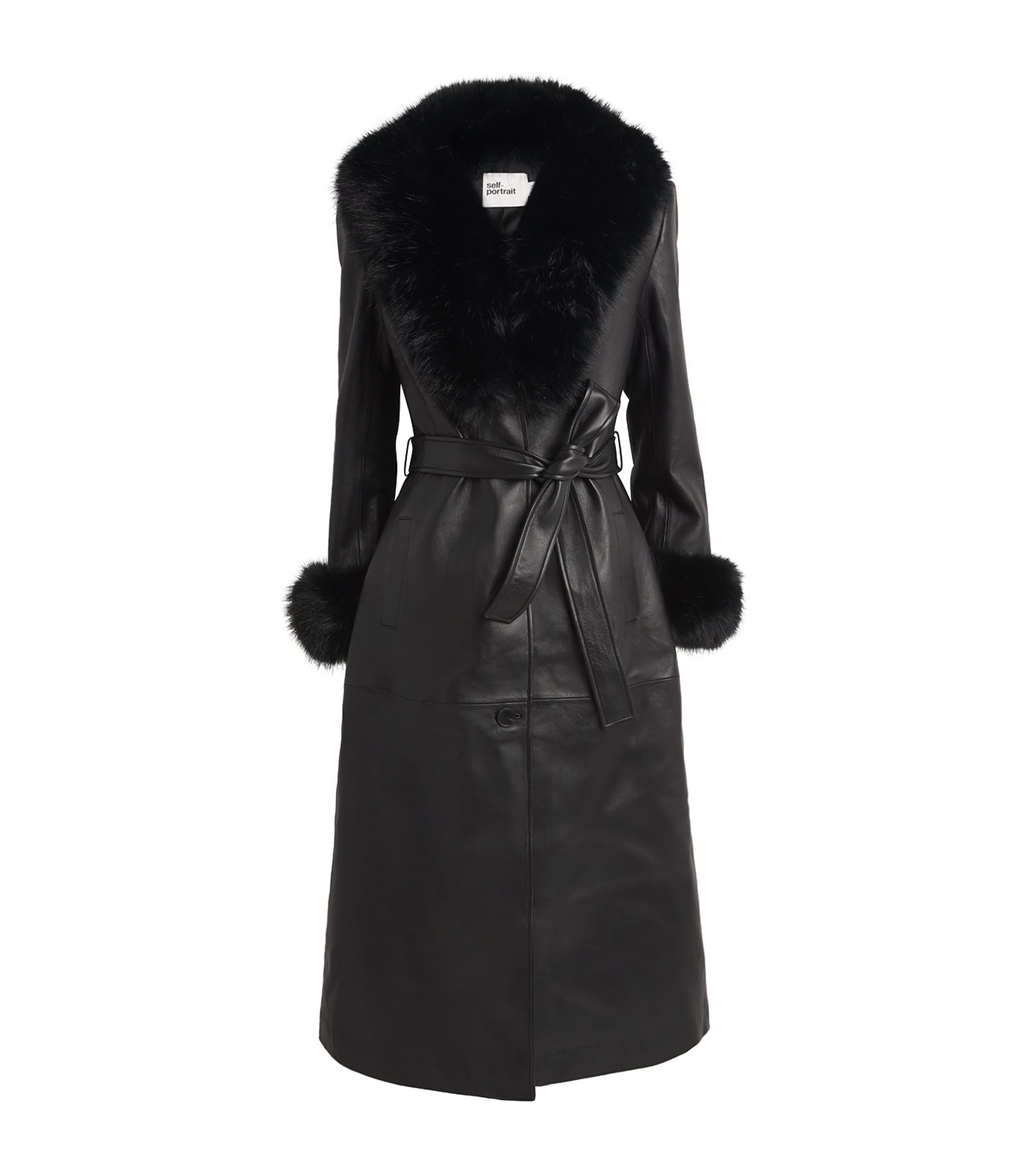Leather Faux Fur-Trim Coat
