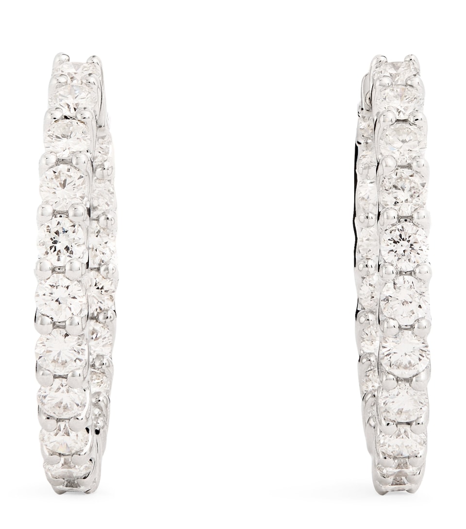 Medium White Gold and Diamond Hoop Earrings (1.25ctw)