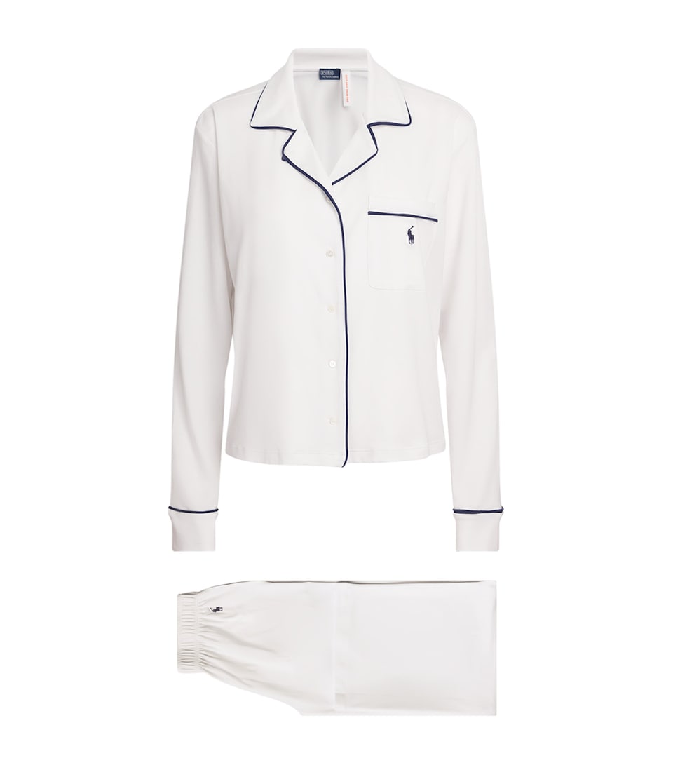 Polo Ralph Lauren Womens Piping Pyjama Set White Cloud