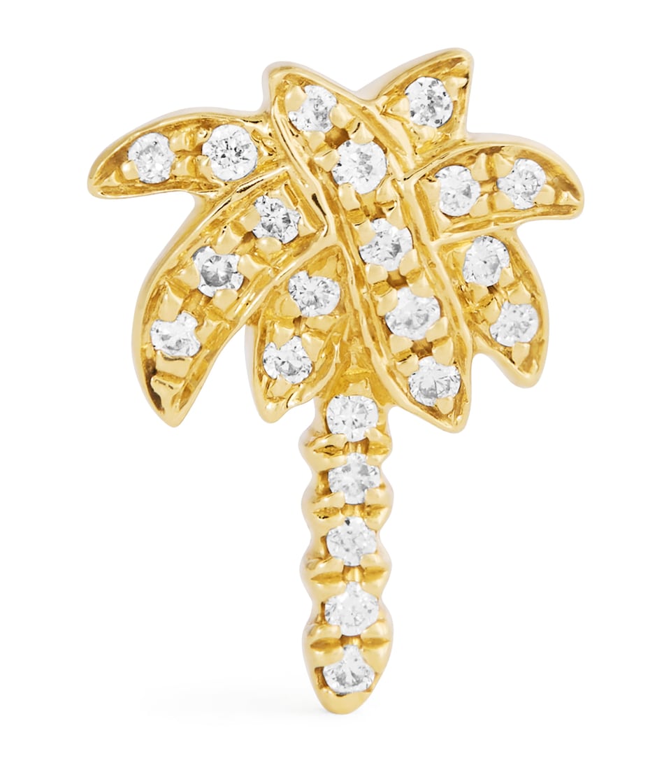 Yellow Gold and Diamond Palm Tree Single Earring