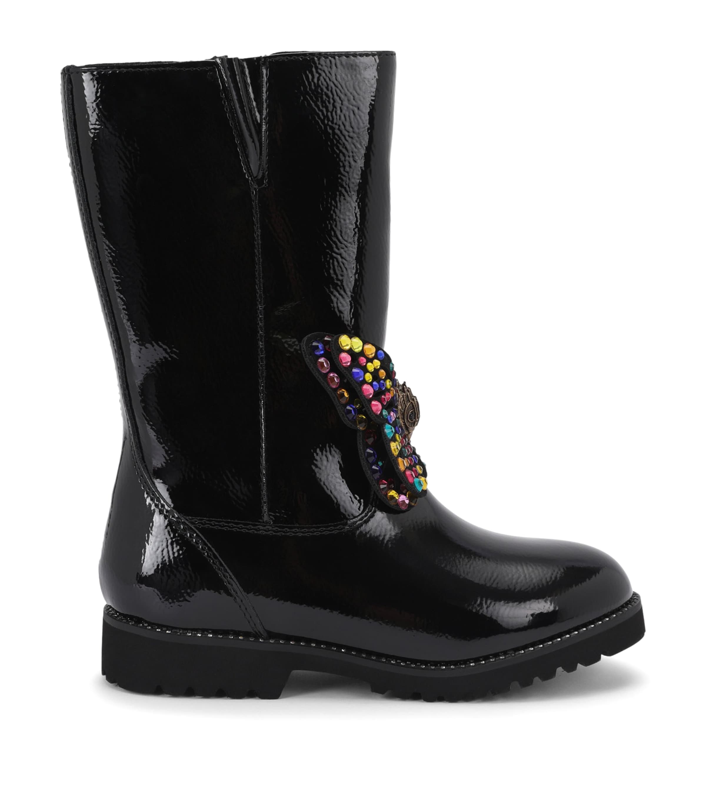 Kurt Geiger London Patent Butterfly Knee-High Boots Black