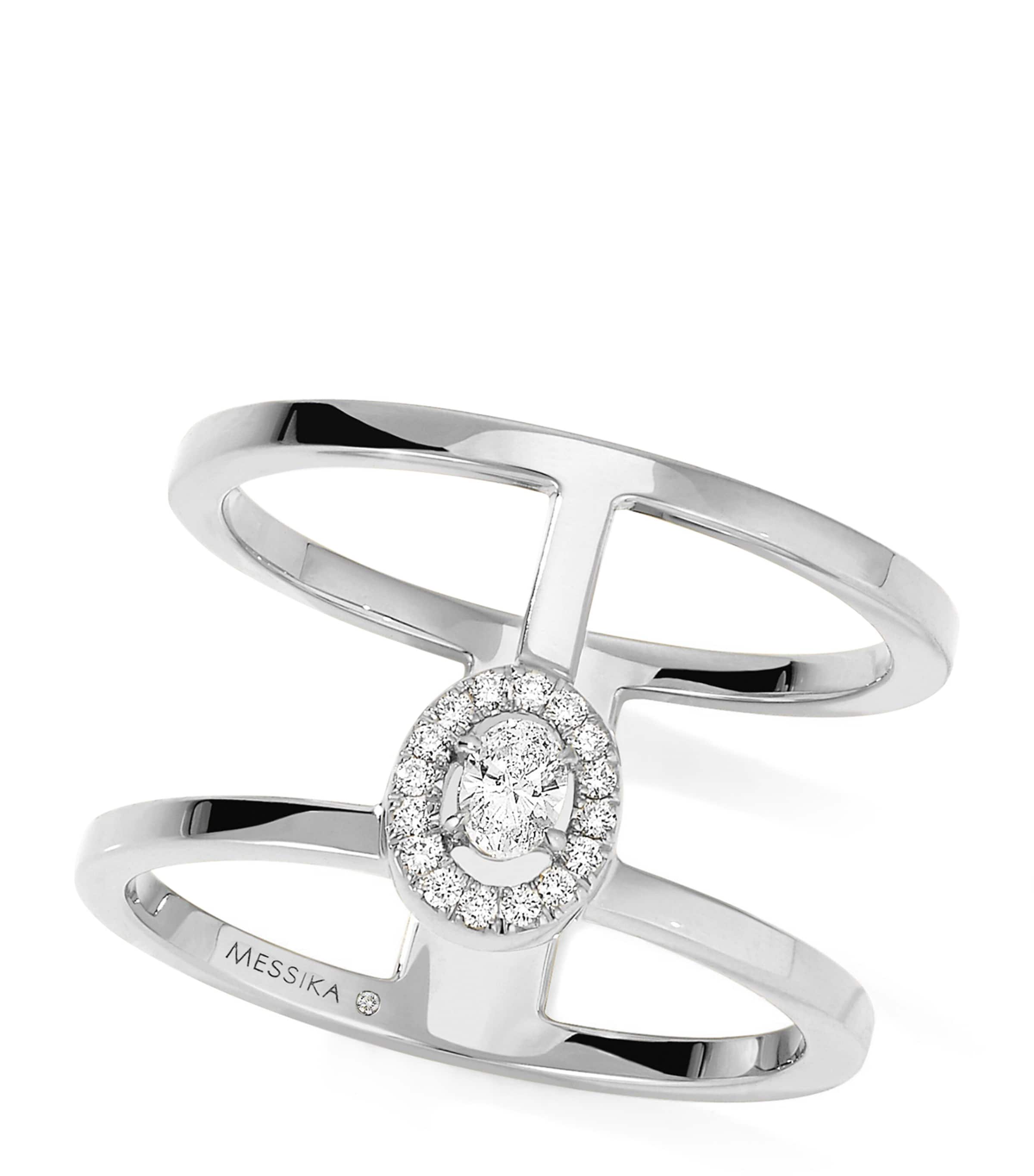 Messika Glam'Azone Yellow Gold and Diamond 2-Row Ring White Gold