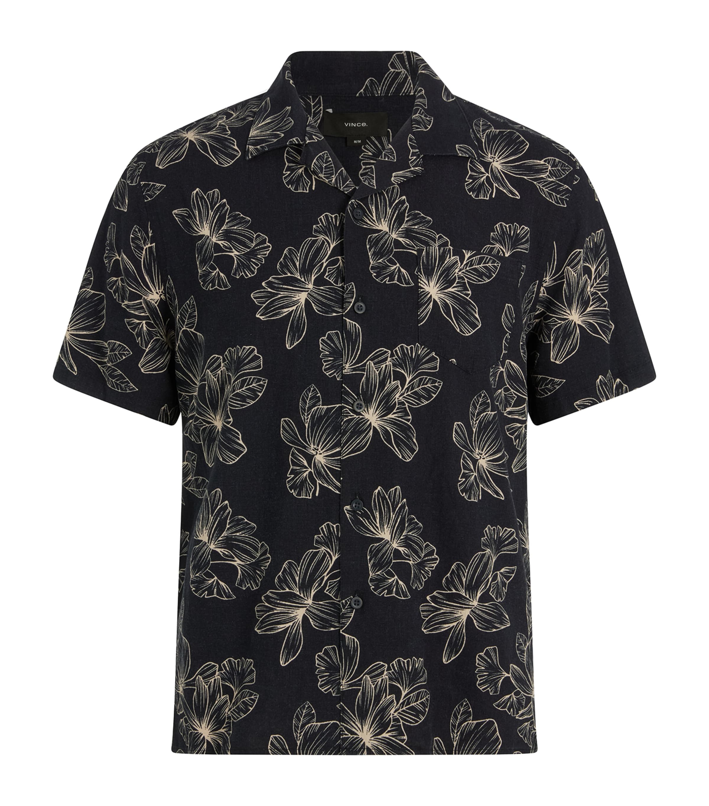 Linen-Blend Floral Cabana Shirt