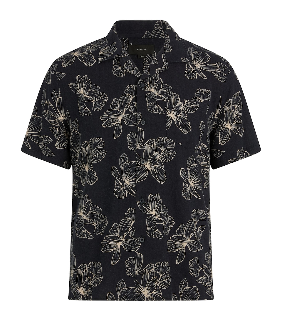 Linen-Blend Floral Cabana Shirt