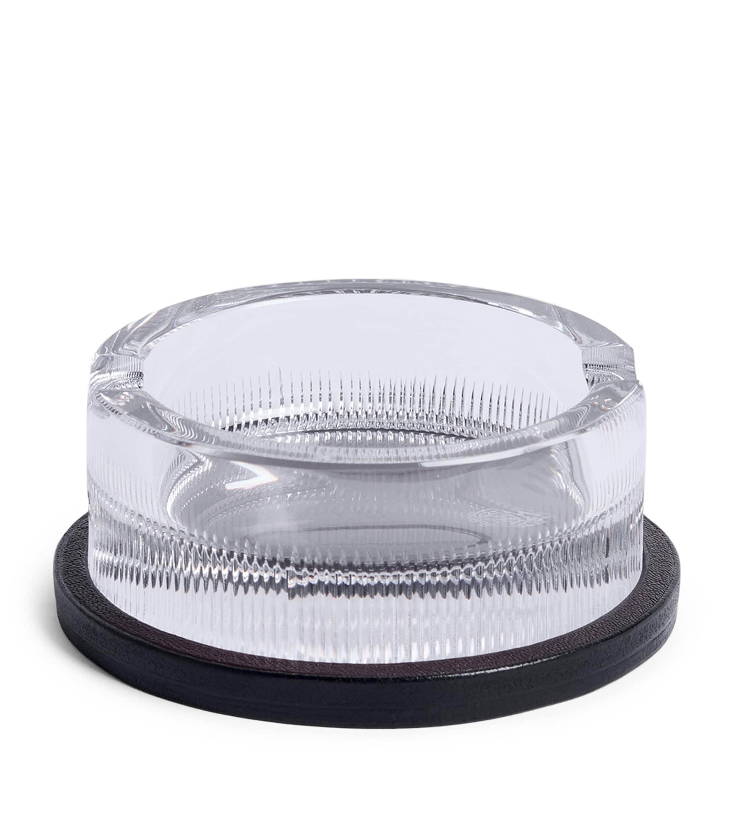 Dunhill Crystal Ashtray with Leather Base