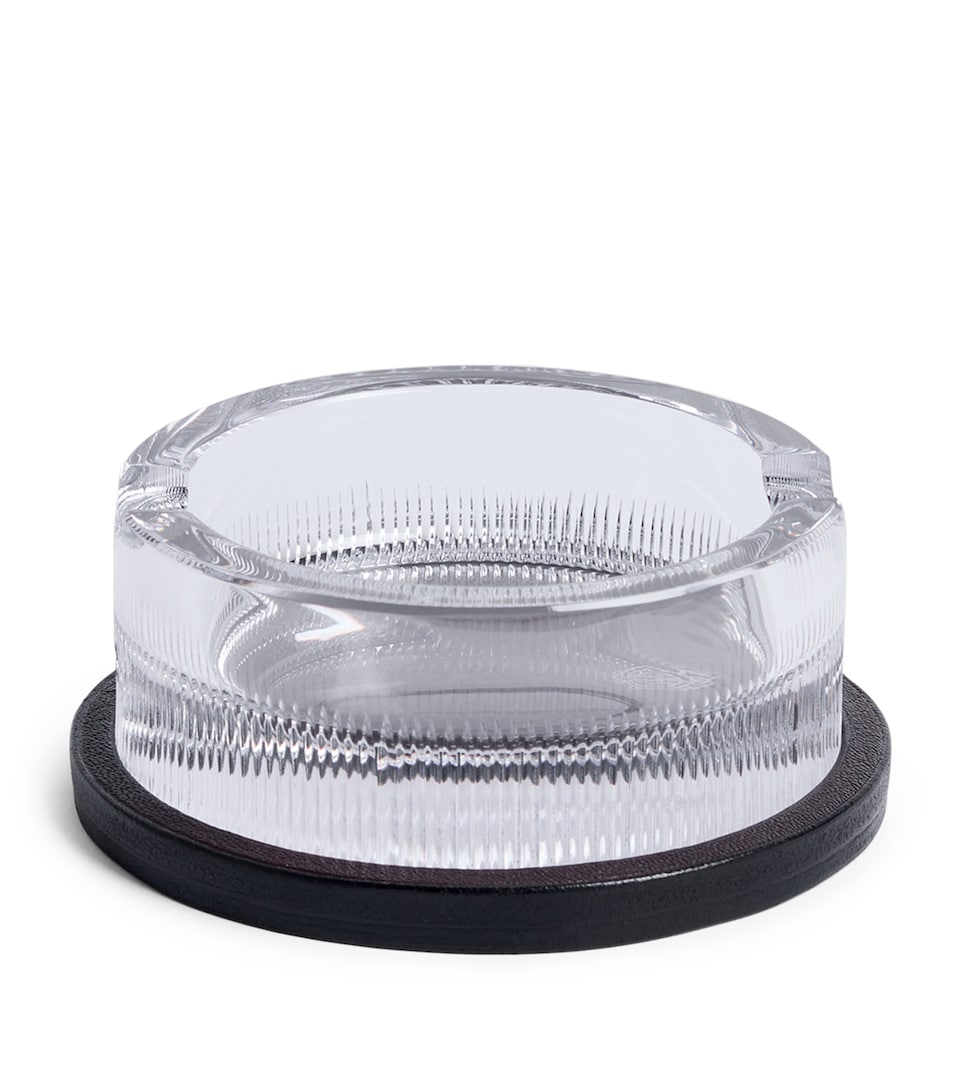 Dunhill Crystal Ashtray with Leather Base