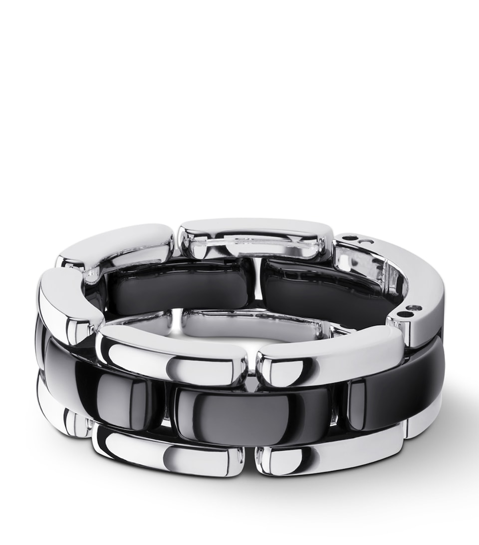 CHANEL Medium White Gold And Ceramic Flexible Ultra Ring