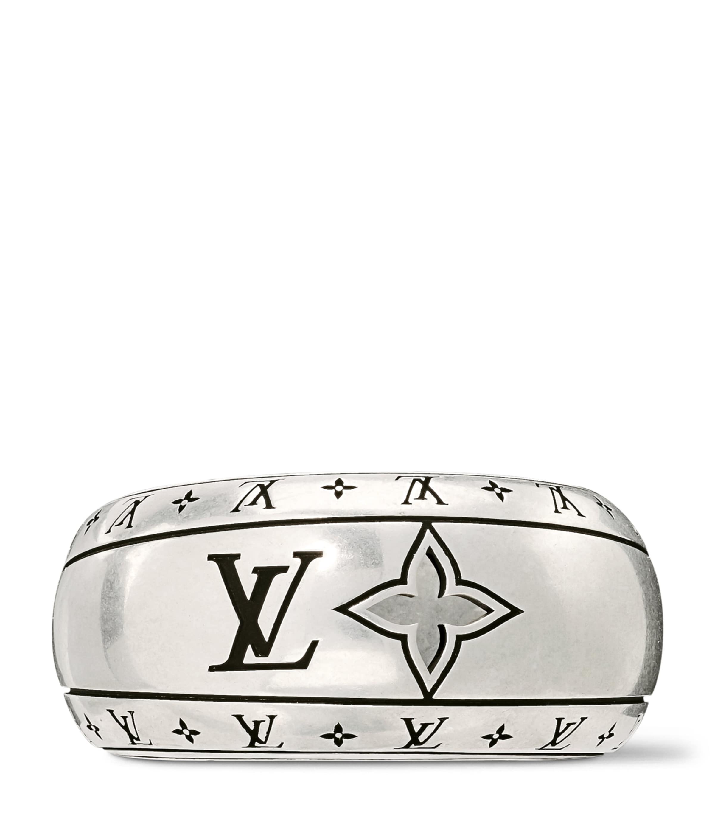 LOUIS VUITTON Sterling Silver Monogram Flower Ring Silver
