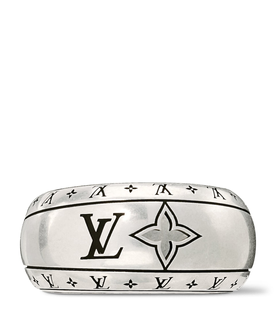 LOUIS VUITTON Sterling Silver Monogram Flower Ring Silver