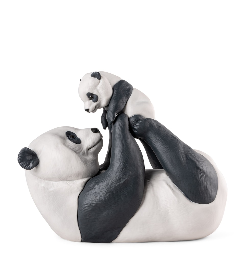 Porcelain Panda and Baby Sculpture