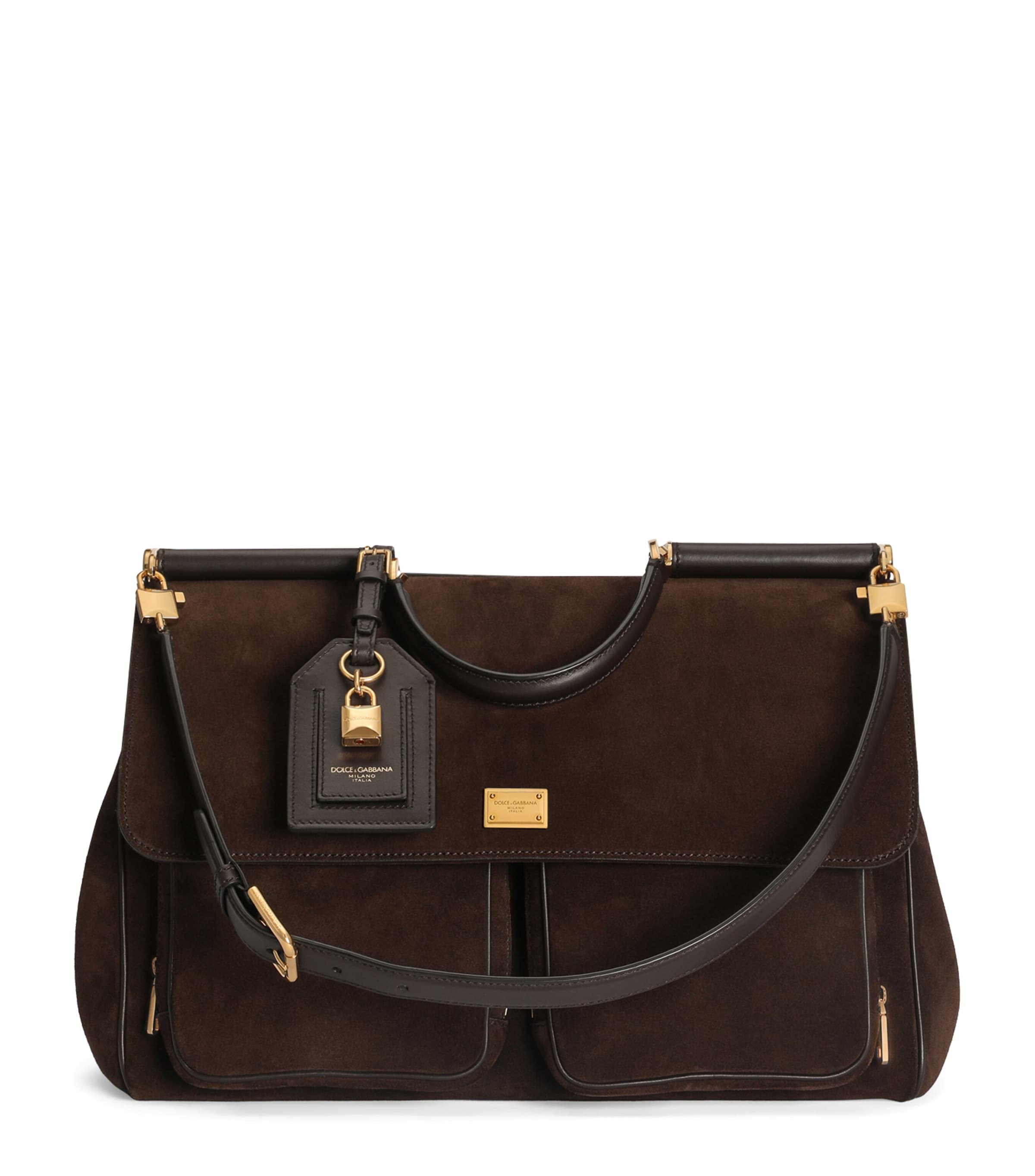 Dolce&Gabbana Suede My Sicily Top-Handle Bag Dark Brown/d