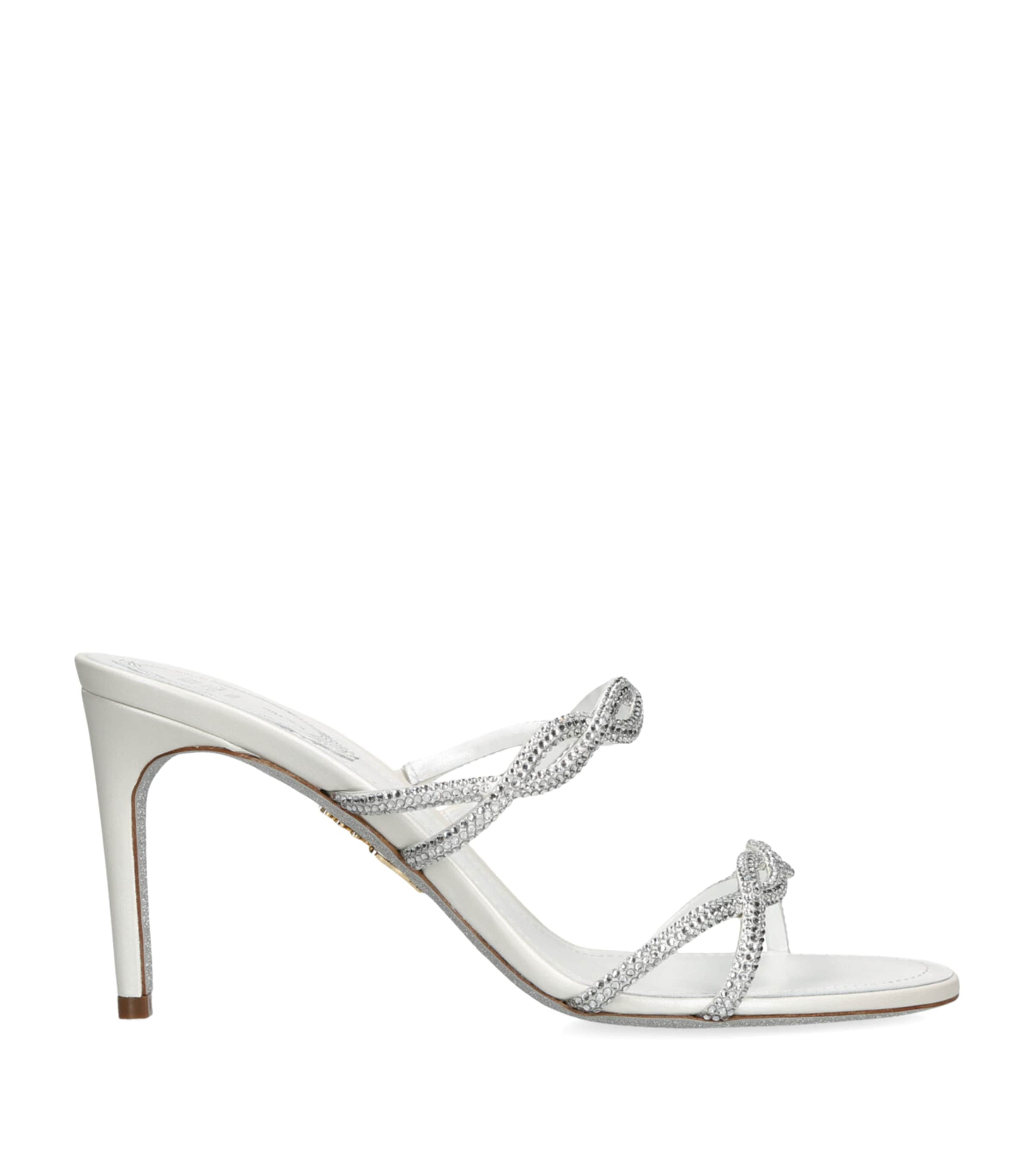 Satin Crystal-Embellished Braid Heeled Sandal 80