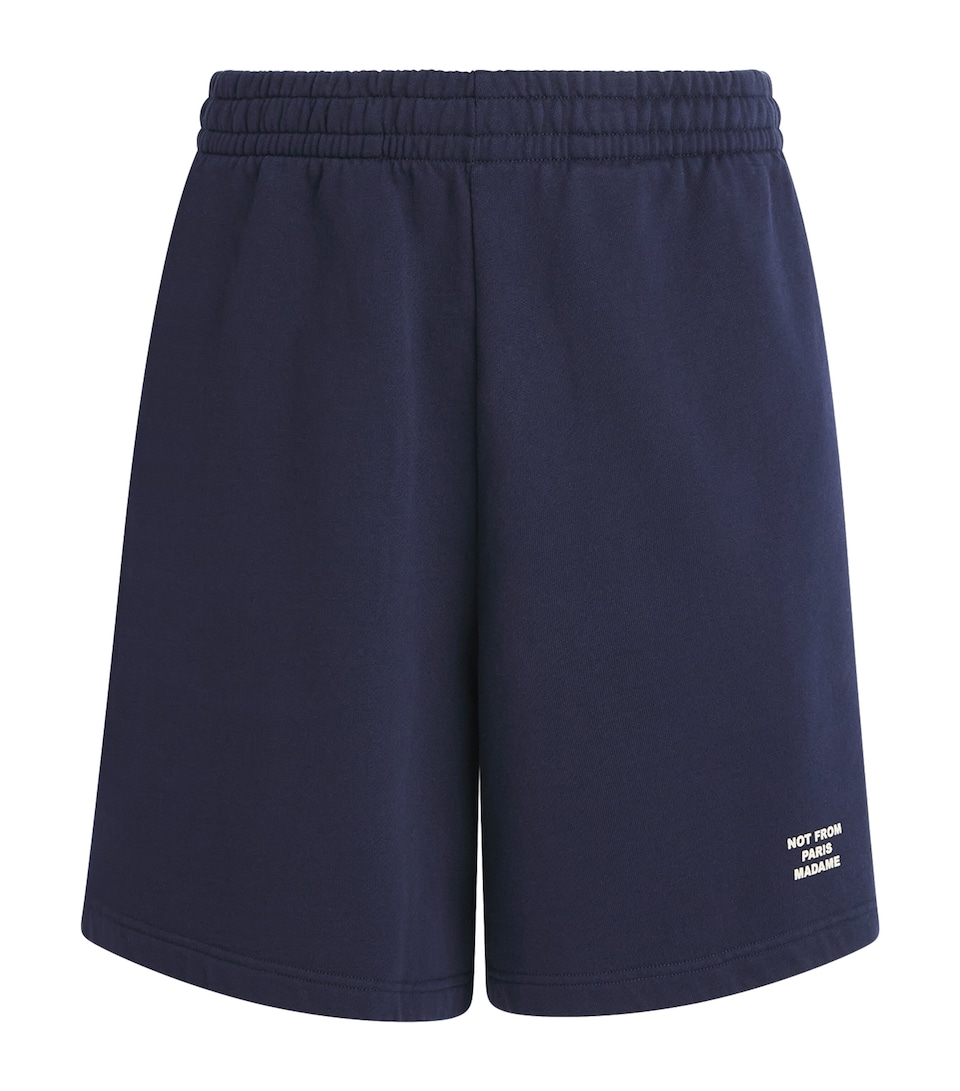 Drôle de Monsieur Mens Cotton Fleece Slogan Shorts Navy