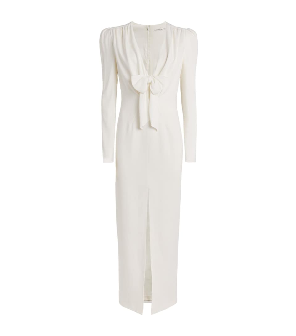 Alessandra Rich Womens Cady Bow-Detail Midi Dress White